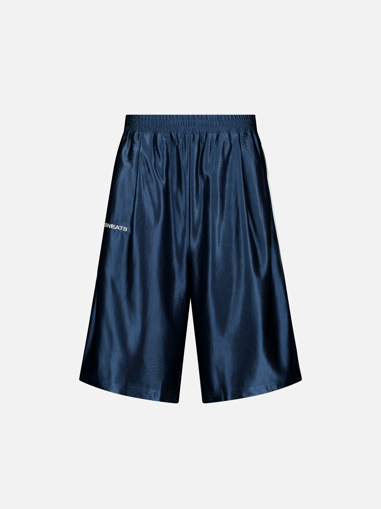Navy League Shorts by Sweats EU featuring a front view, casual athletic design, and elastic waistband for comfortable fit