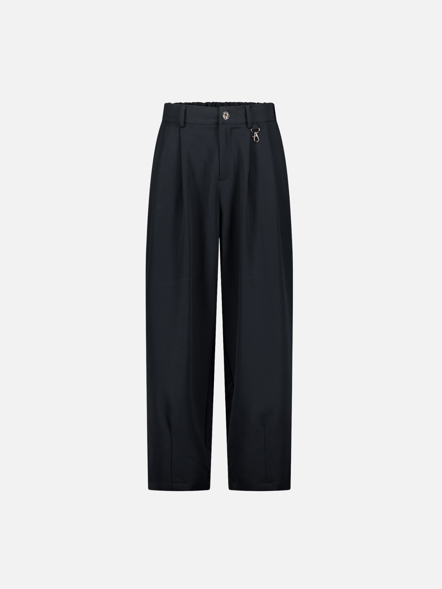 Navy pleated pants by Sweats EU featuring a front view, tailored fit, and classic pleats for a stylish, comfortable look.