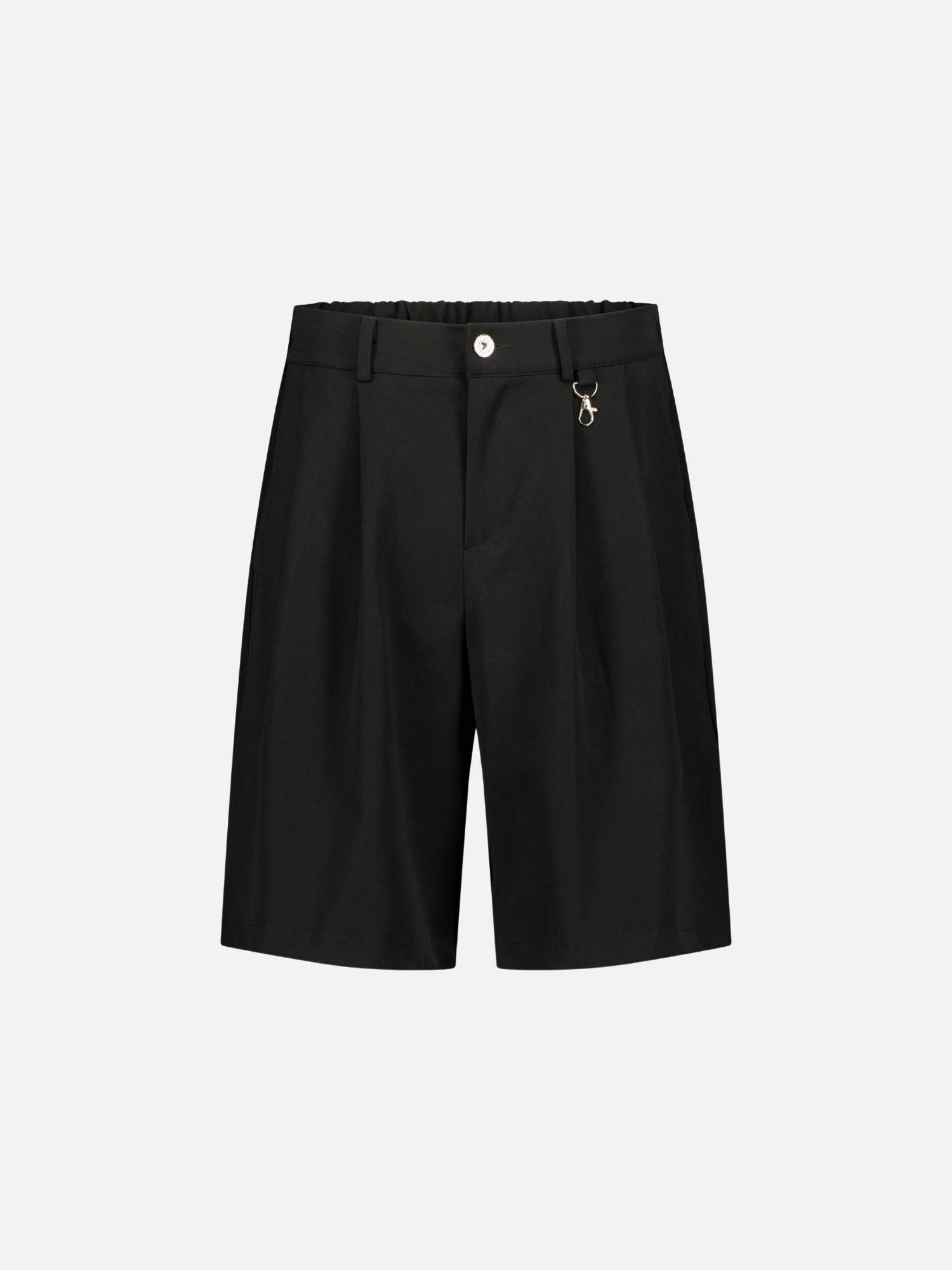 Black pleated shorts from Sweats EU, front view showing stylish pleats and comfortable fit.