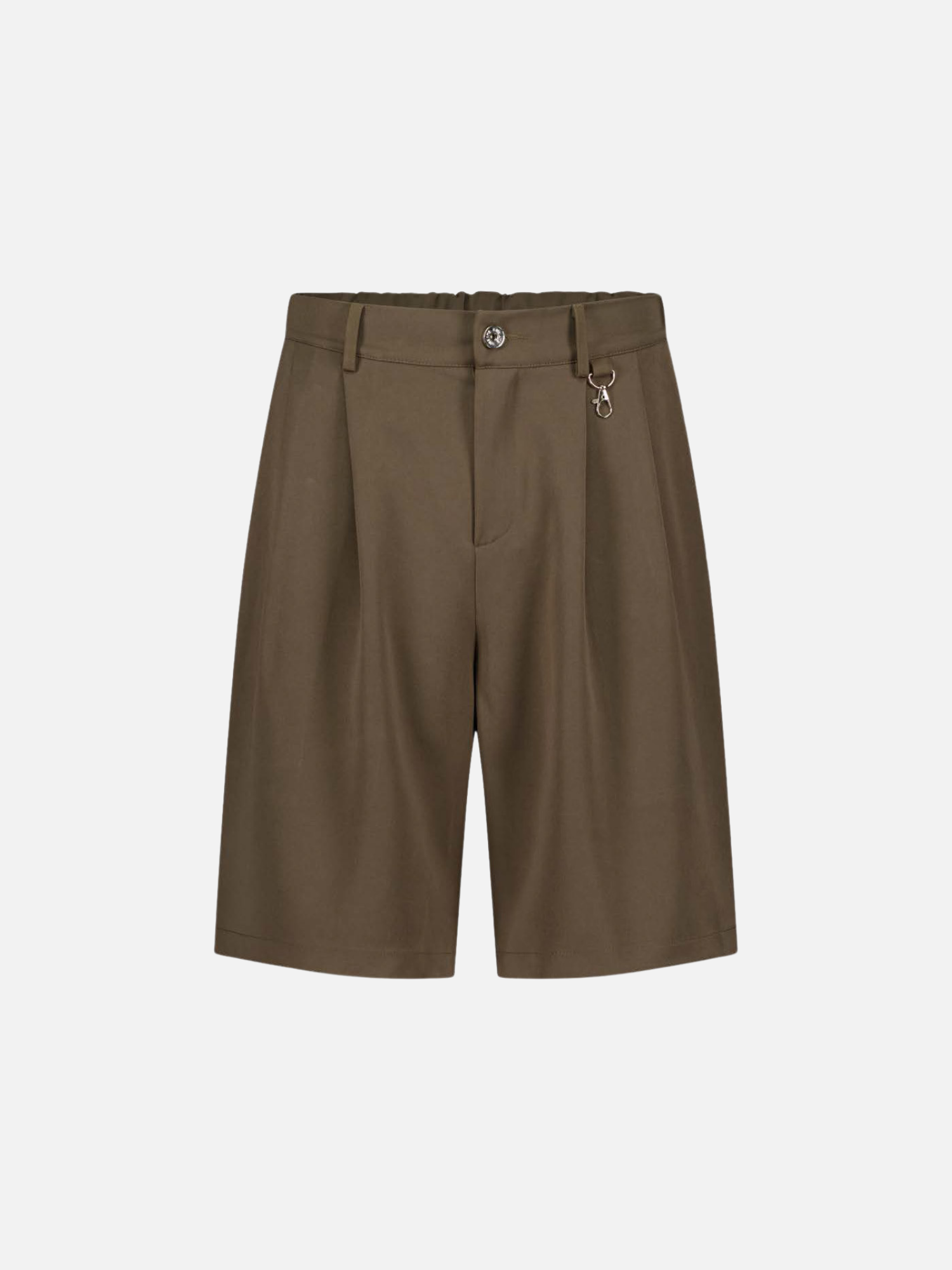 Brown pleated shorts from Sweats EU, front view showing tailored pleats and casual fit.