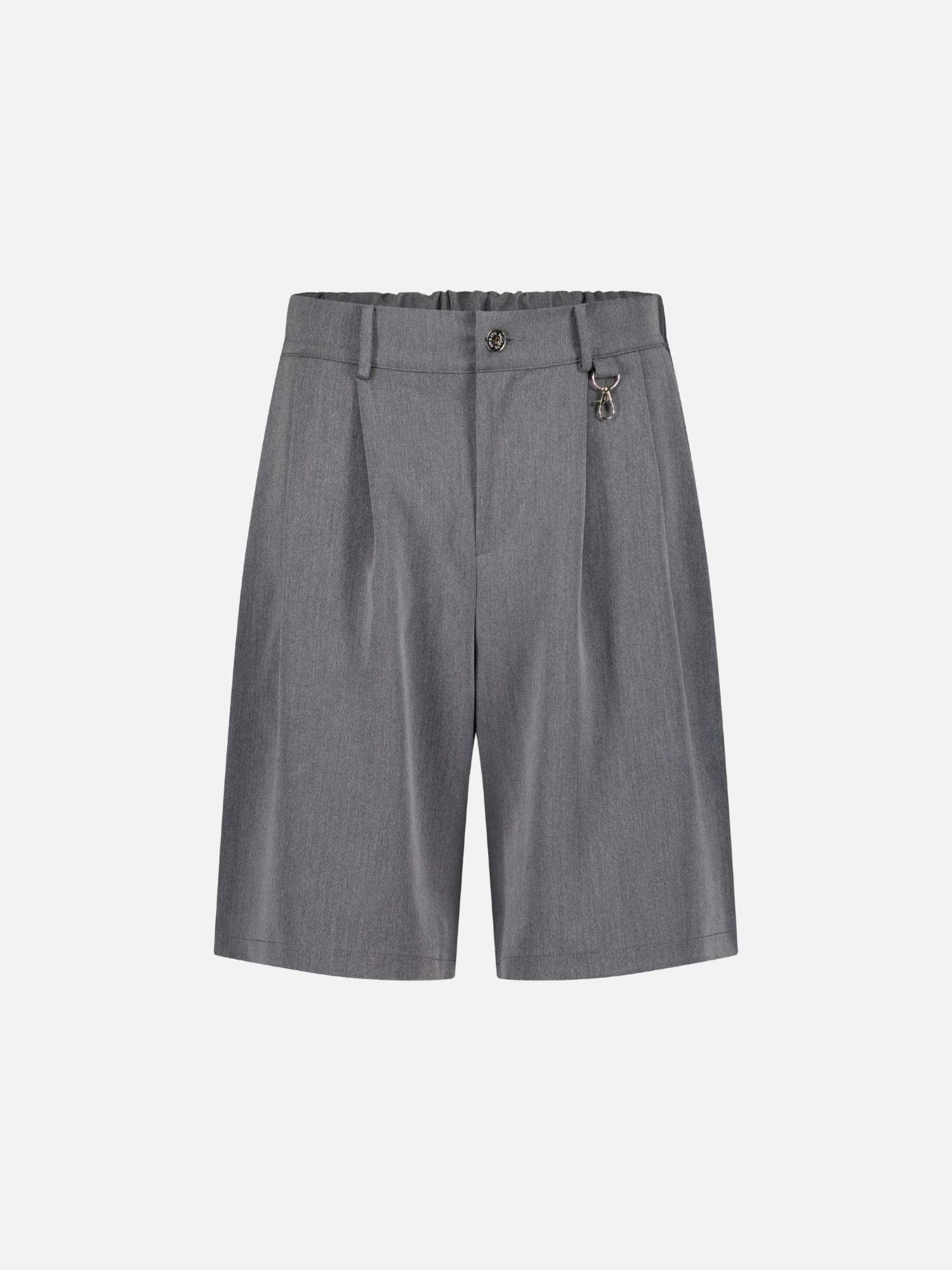 Grey pleated shorts by Sweats EU, front view showing tailored pleats and casual fit.