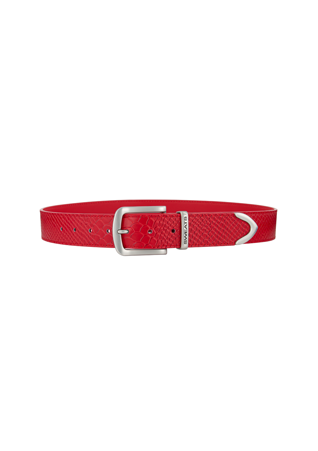 SNAKE SKIN LEATHER BELT - RED