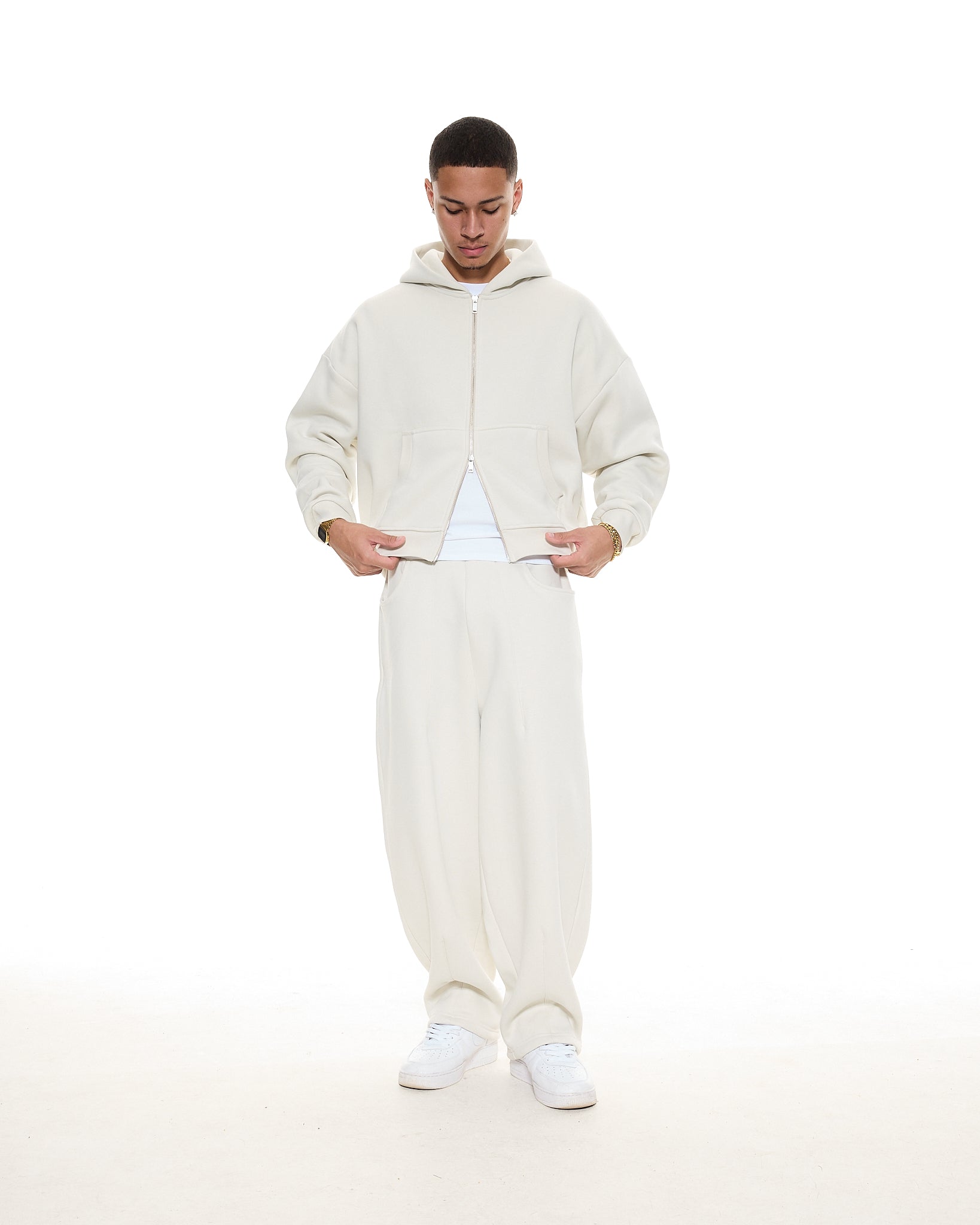 COZY ZIP UP - CHALK - SWEATS EU