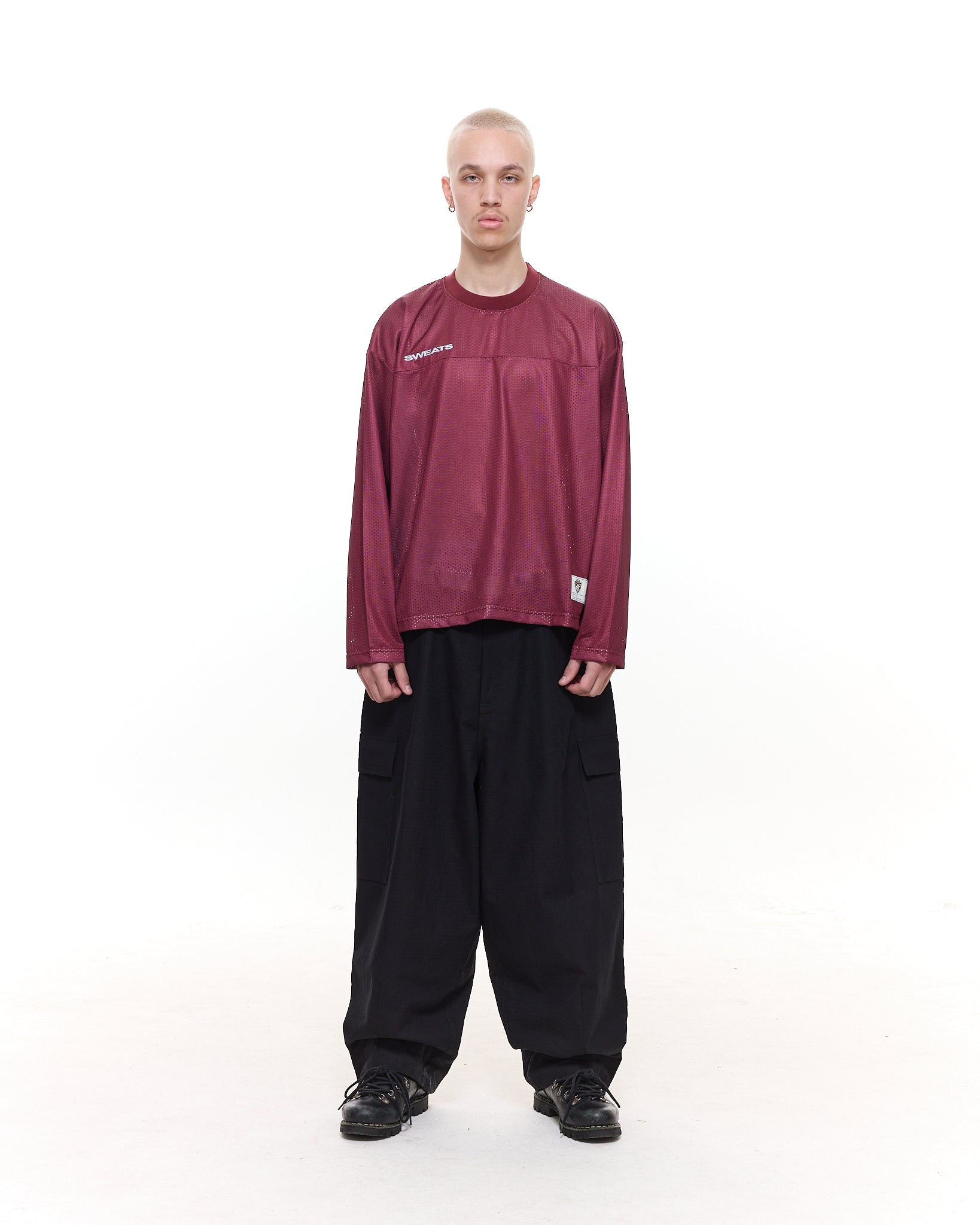 MESH LS T-SHIRT - BURGUNDY - SWEATS EU