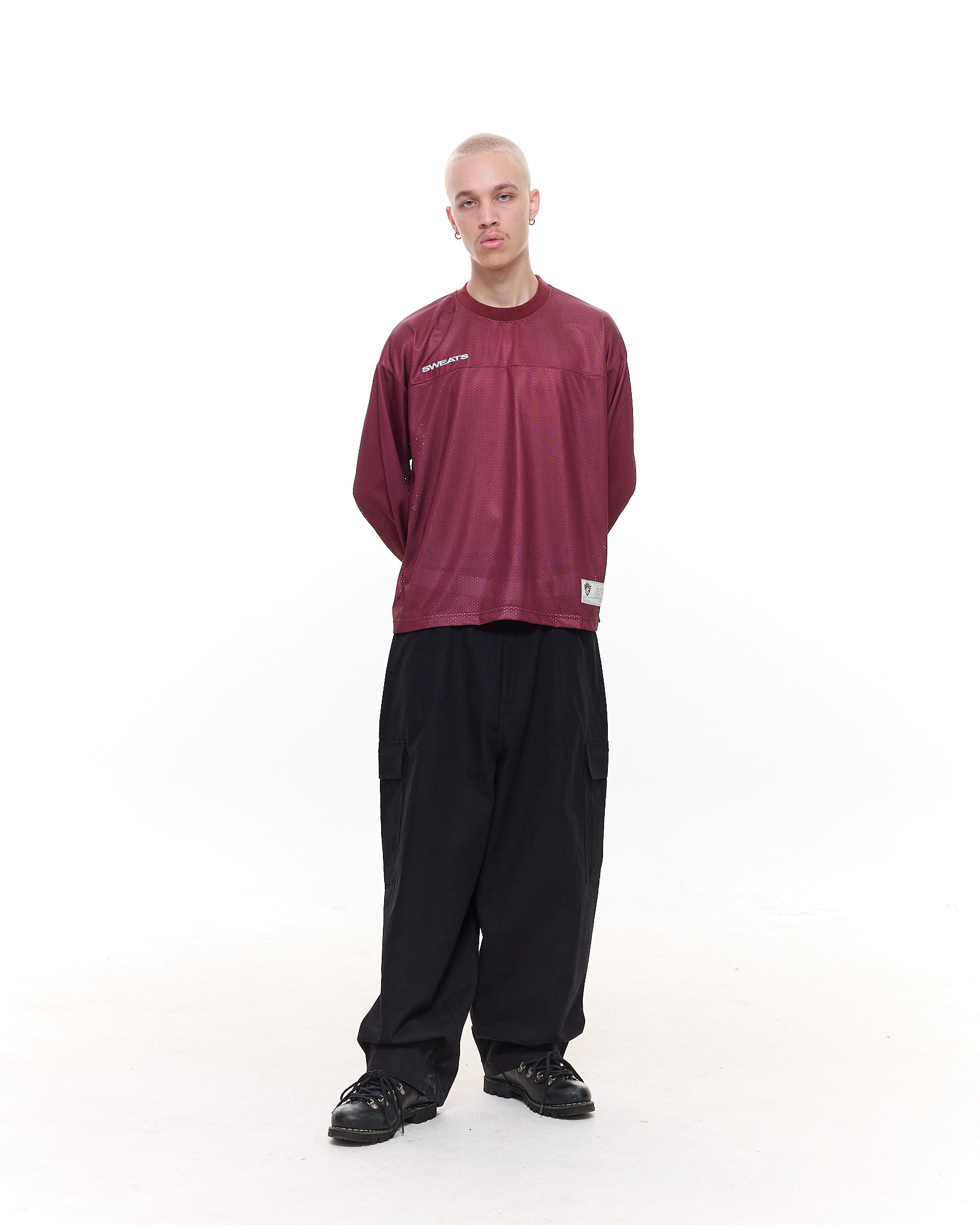 MESH LS T-SHIRT - BURGUNDY - SWEATS EU