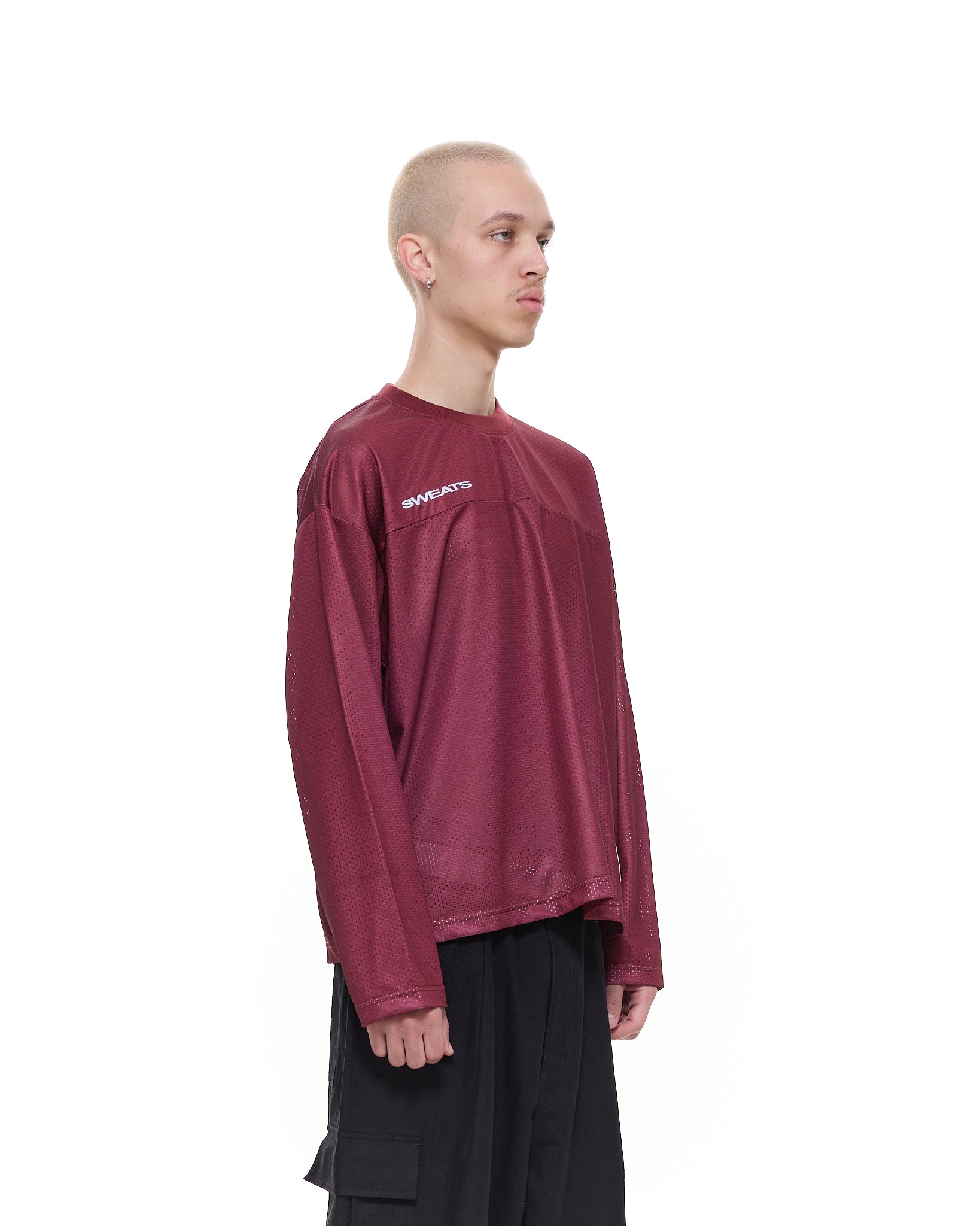 MESH LS T-SHIRT - BURGUNDY
