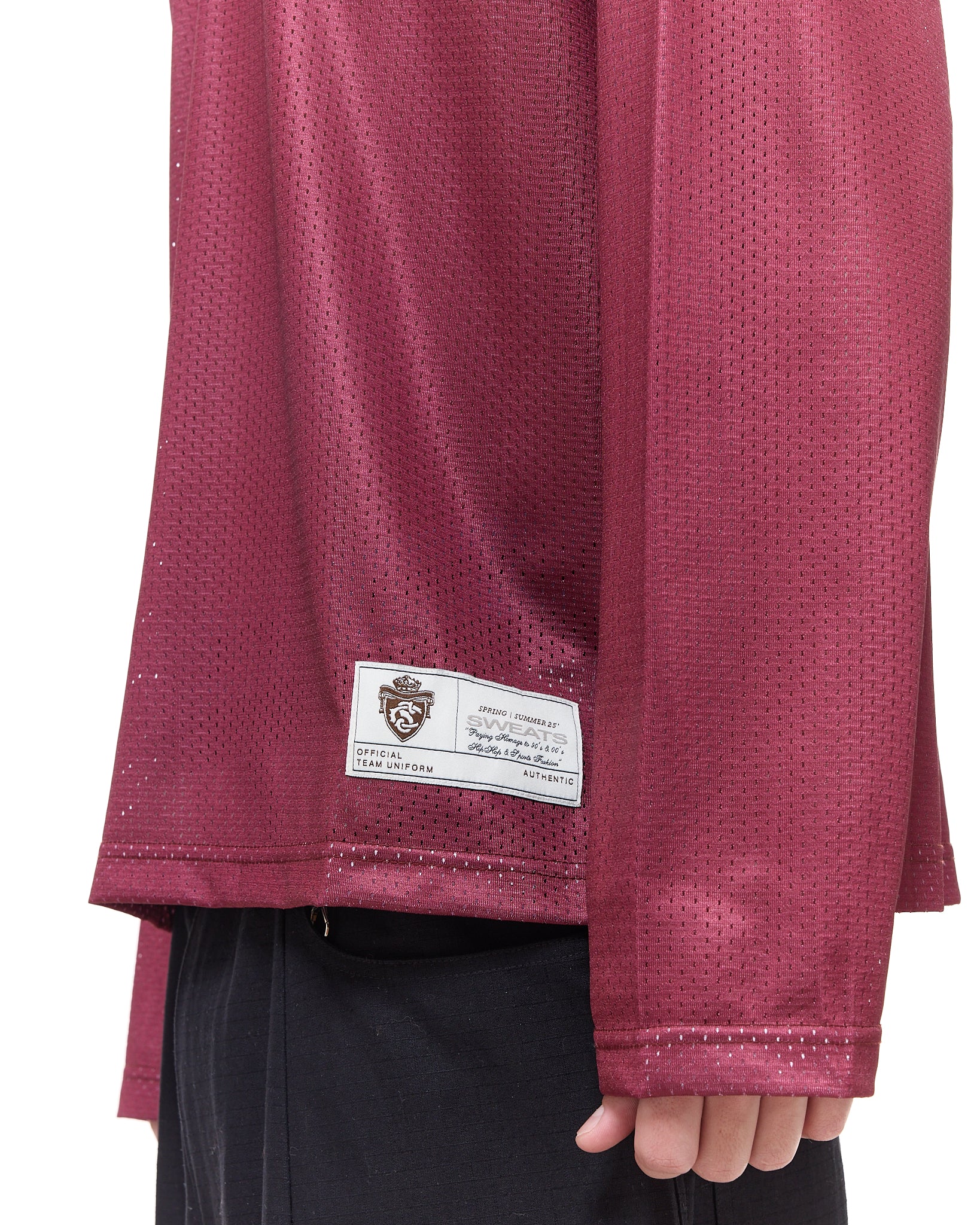 MESH LS T-SHIRT - BURGUNDY - SWEATS EU