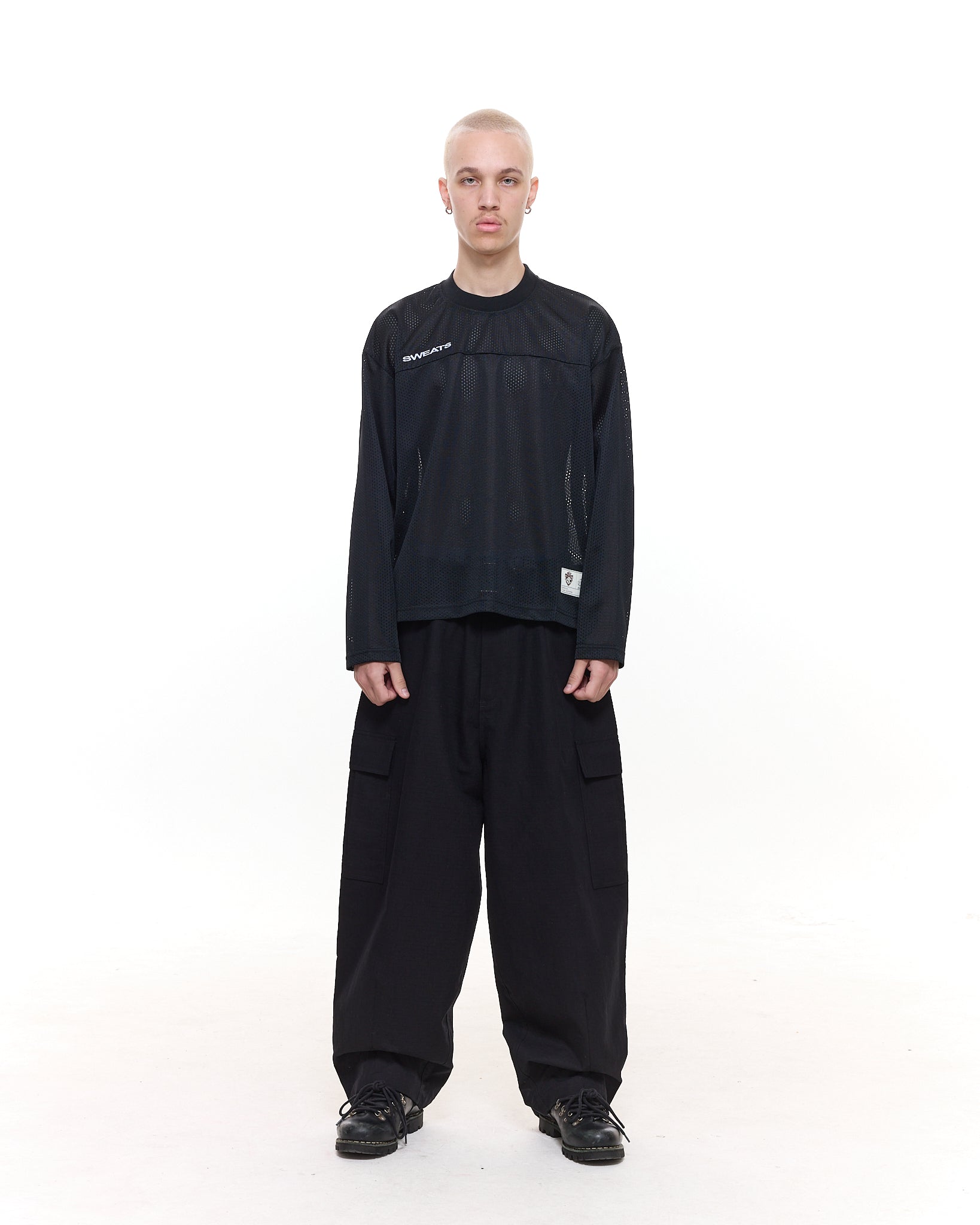 MESH LS T-SHIRT - BLACK - SWEATS EU