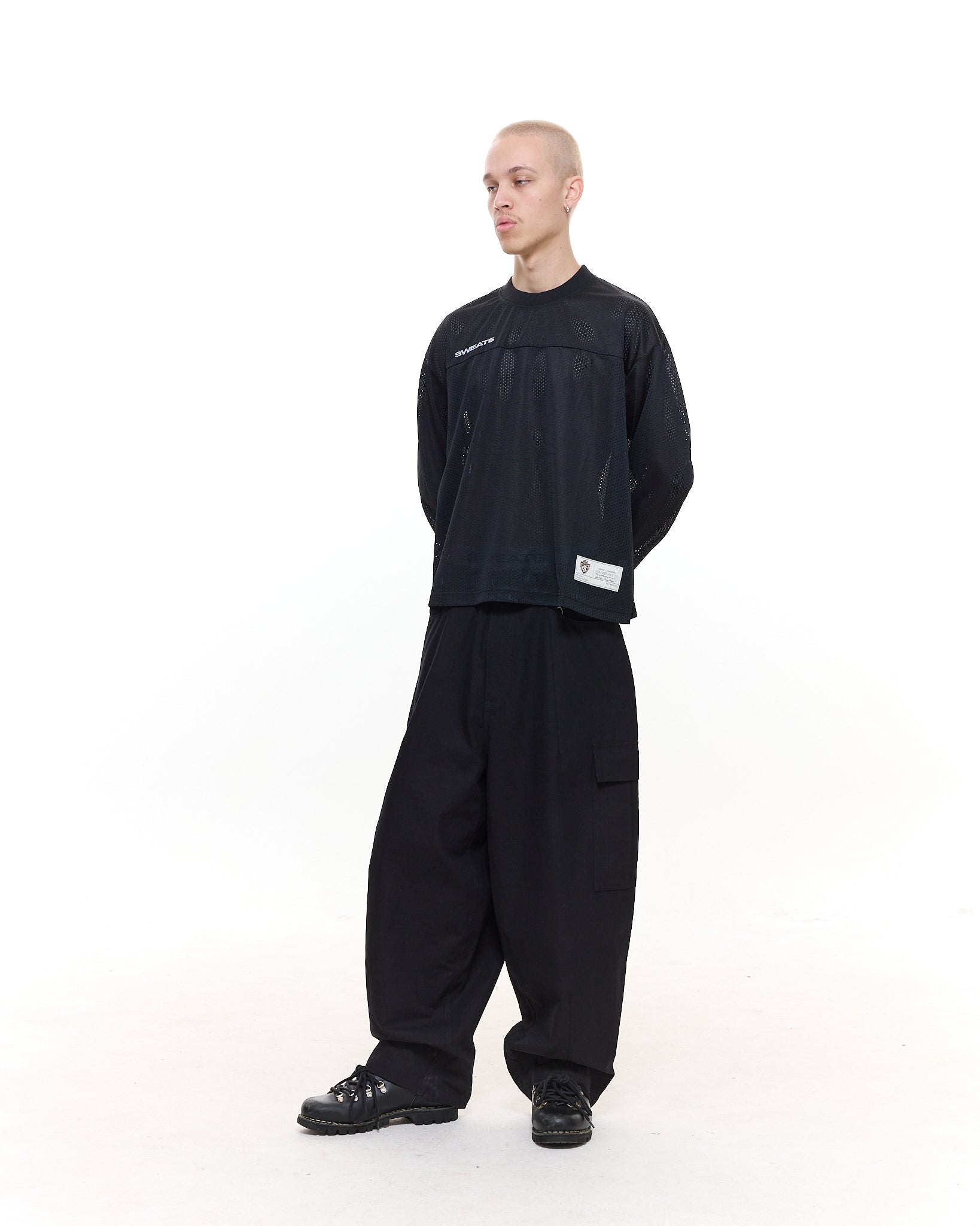 MESH LS T-SHIRT - BLACK - SWEATS EU