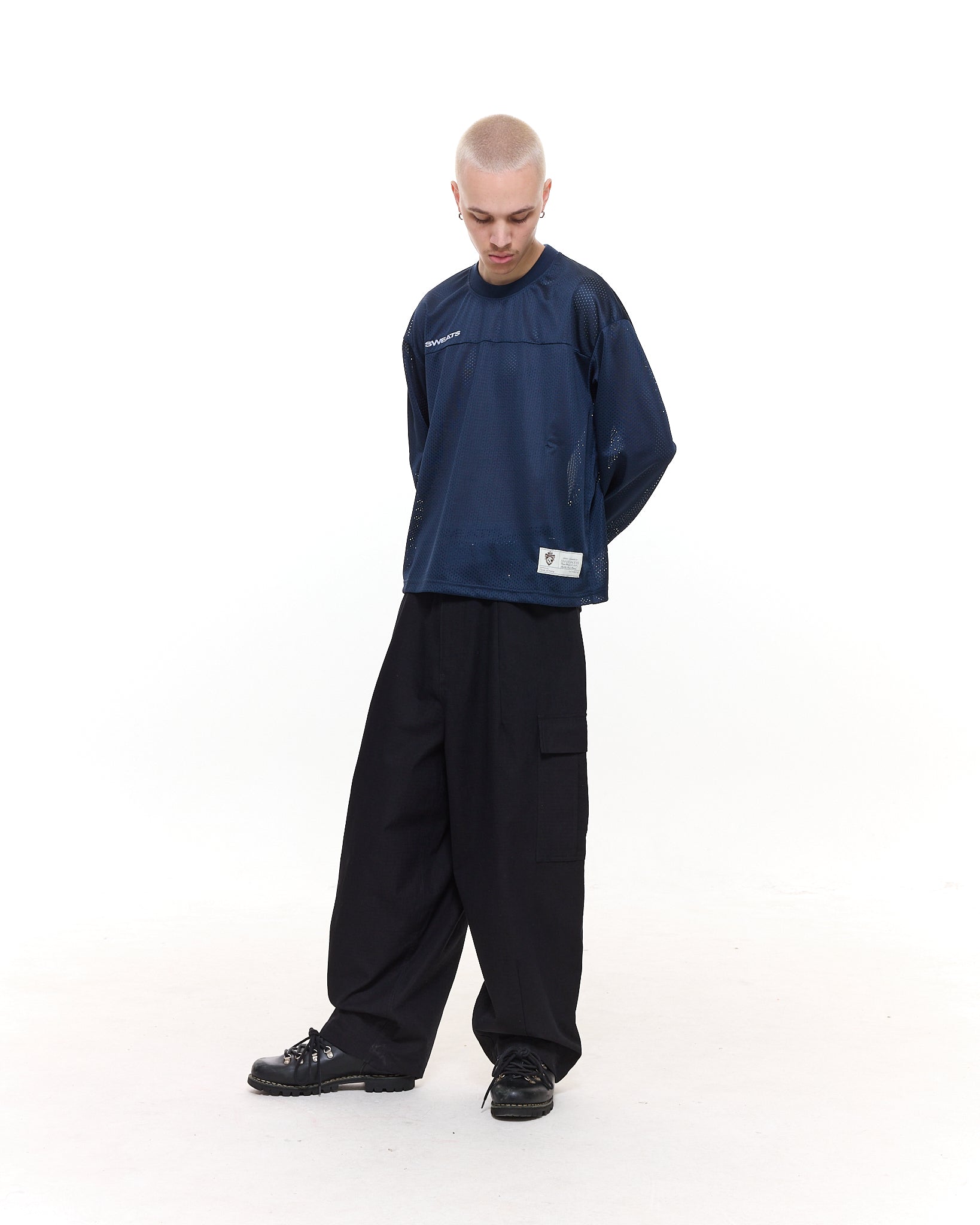 MESH LS T-SHIRT - NAVY - SWEATS EU