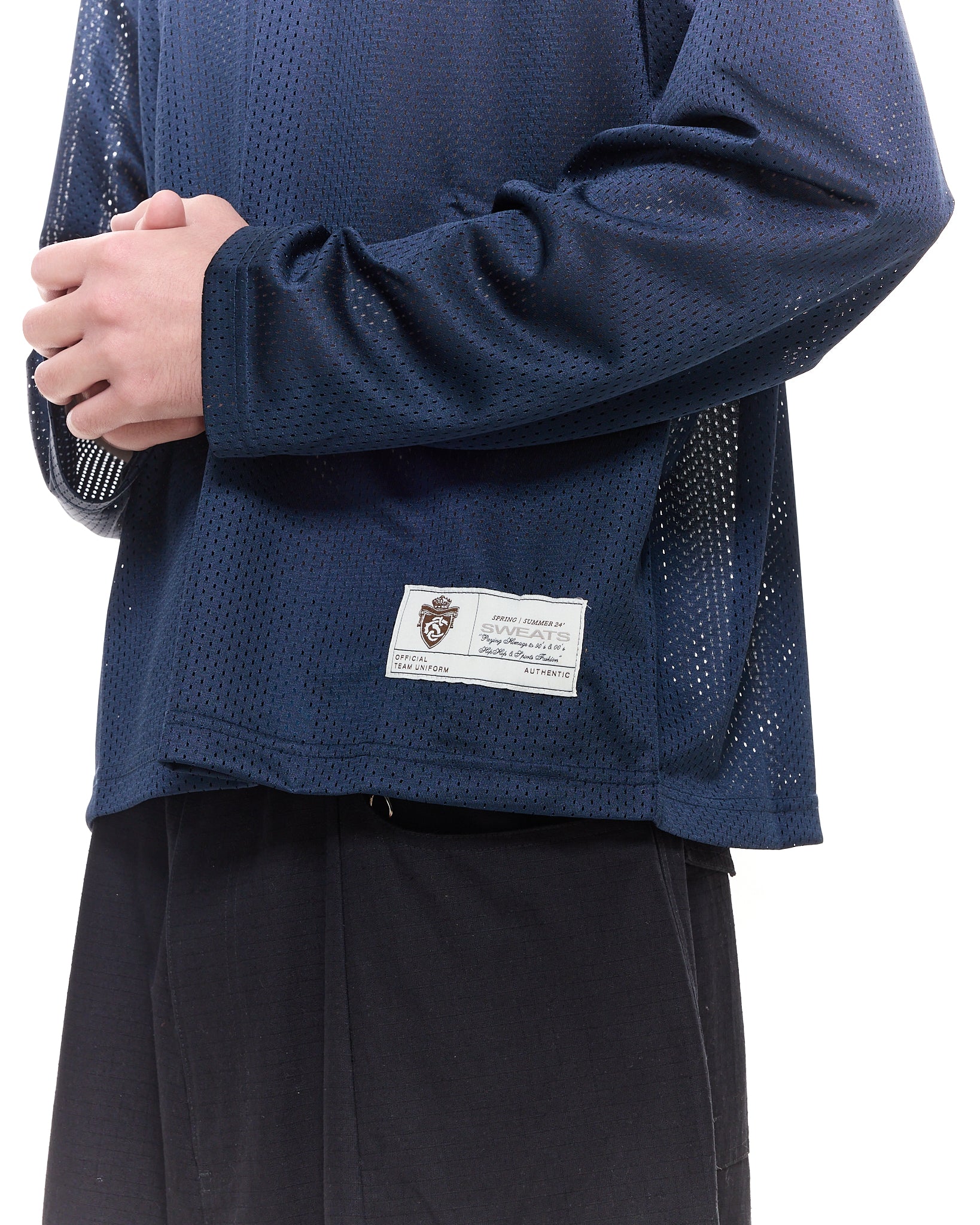 MESH LS T-SHIRT - NAVY - SWEATS EU