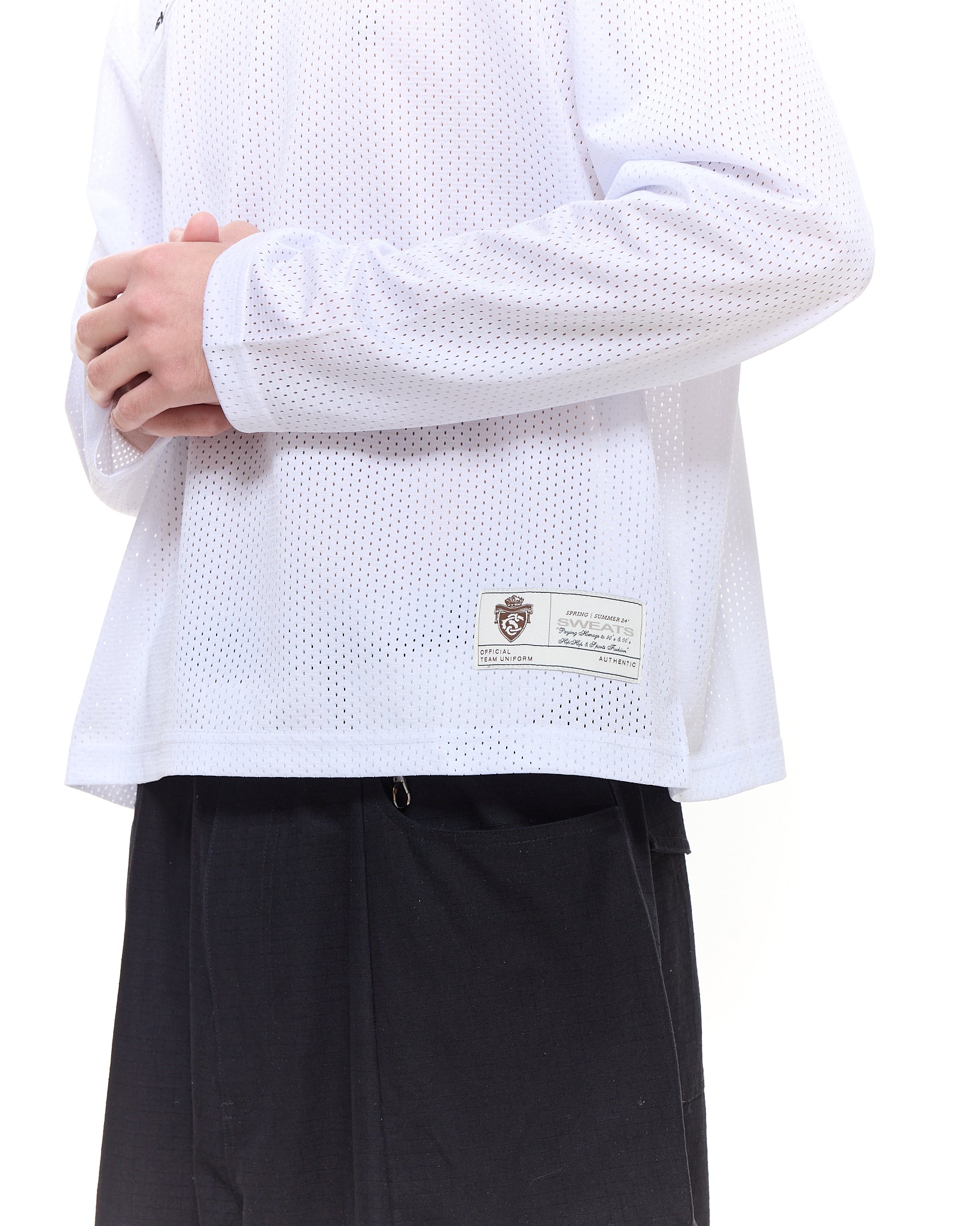 MESH LS T-SHIRT - WHITE - SWEATS EU