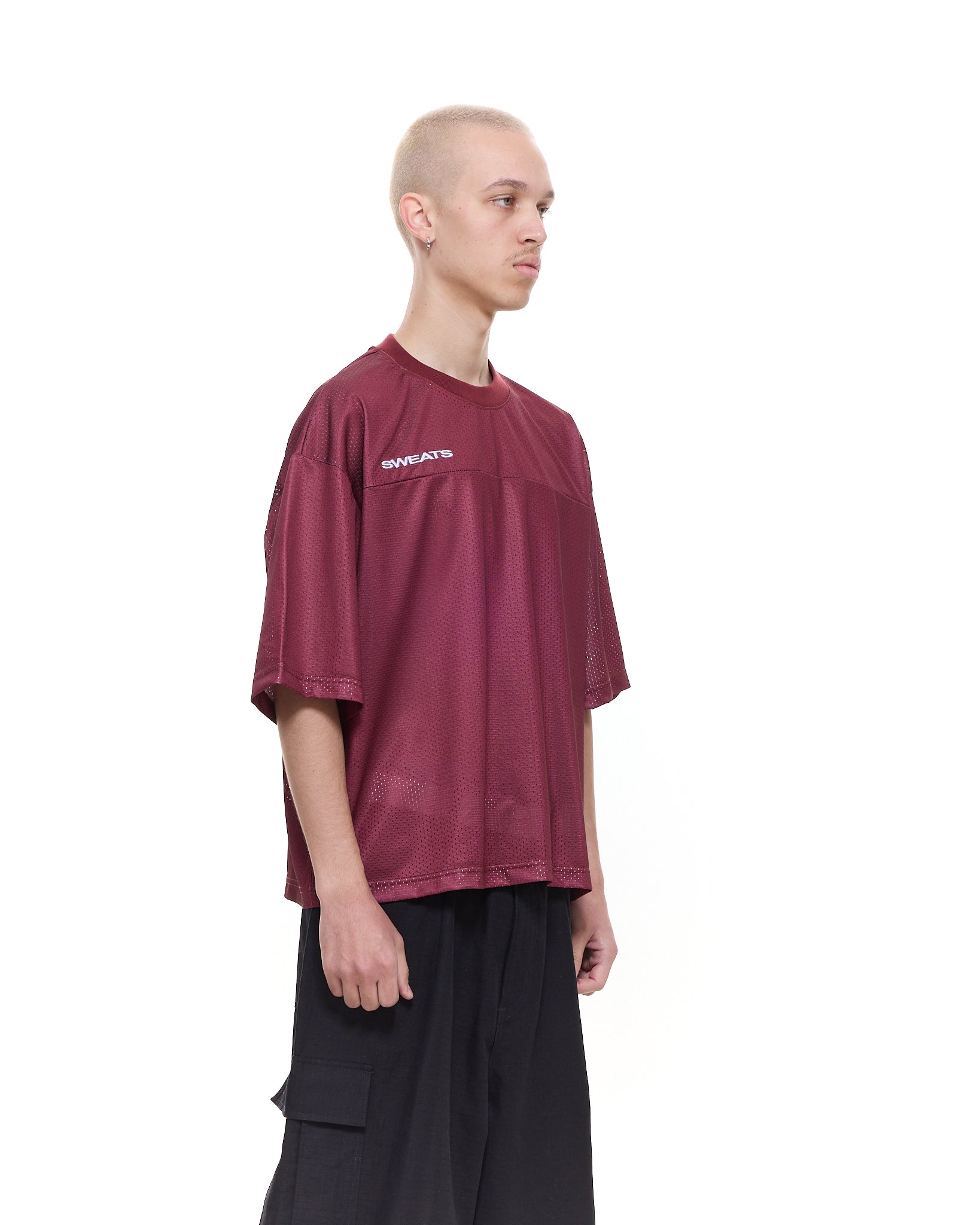 MESH SS T-SHIRT - BURGUNDY - SWEATS EU