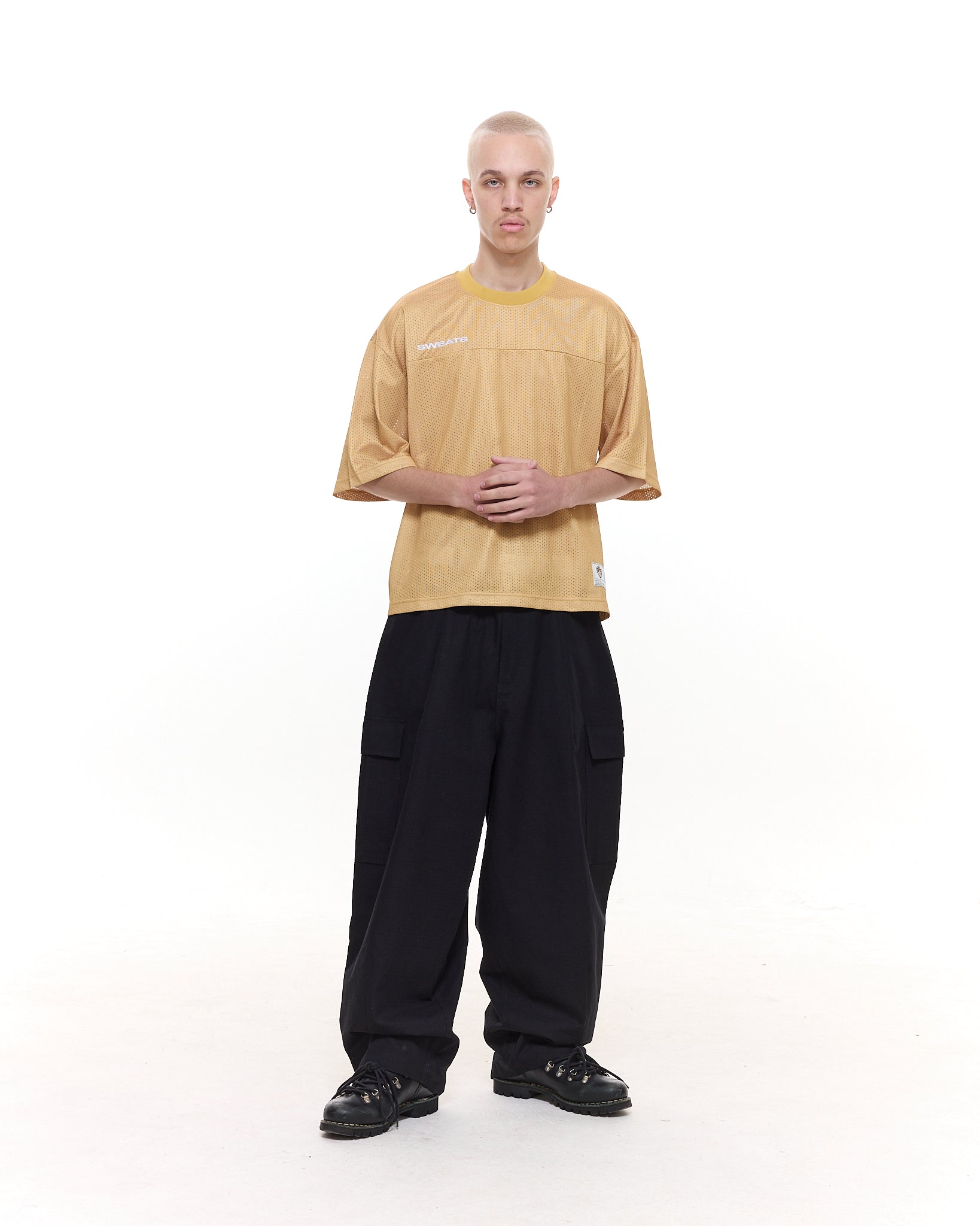 MESH SS T-SHIRT - MUSTARD - SWEATS EU