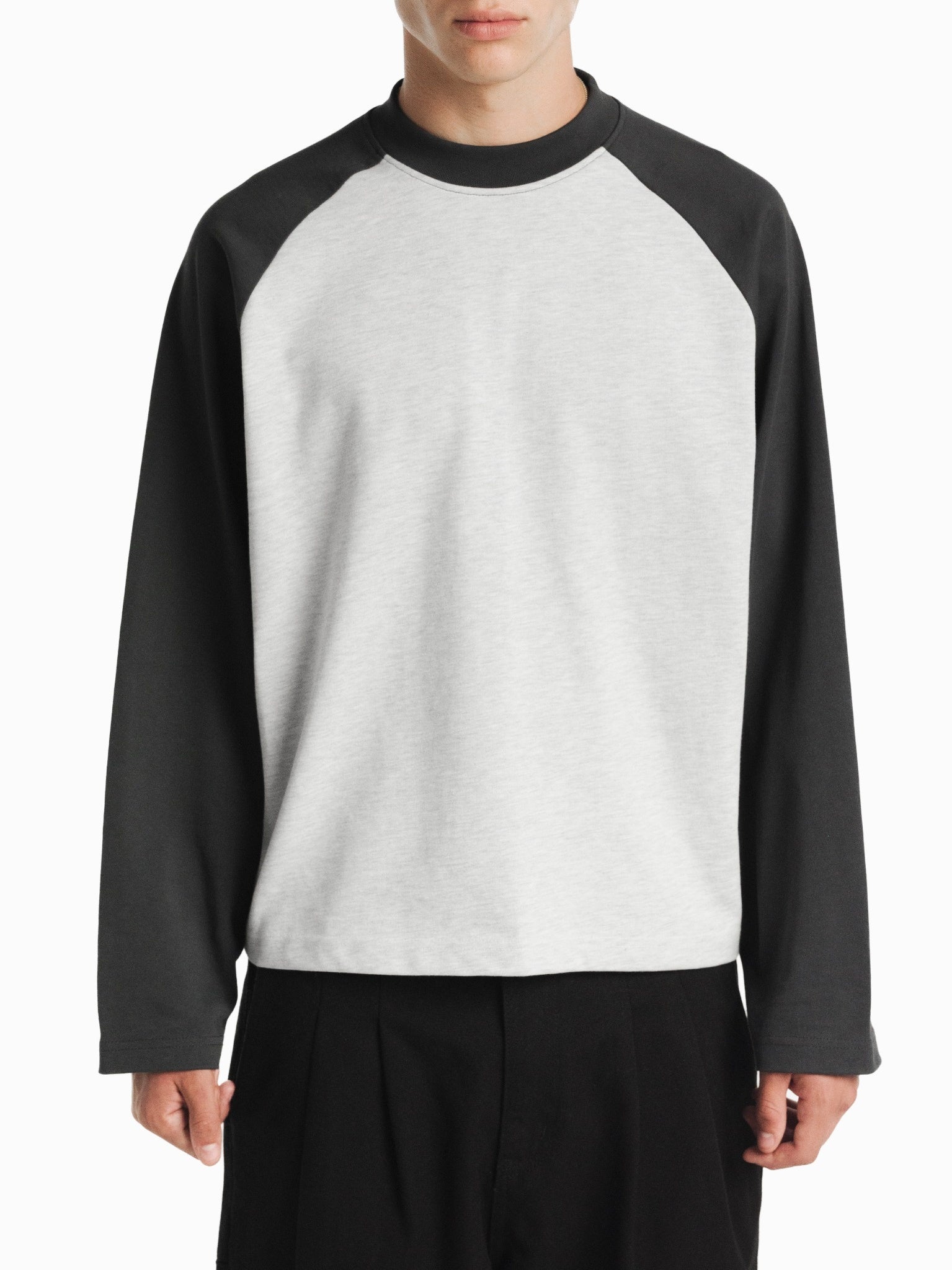 Long sleeve raglan t-shirt by SWEATS EU in Arcticy and Granite colors, featuring a casual fit and soft fabric.