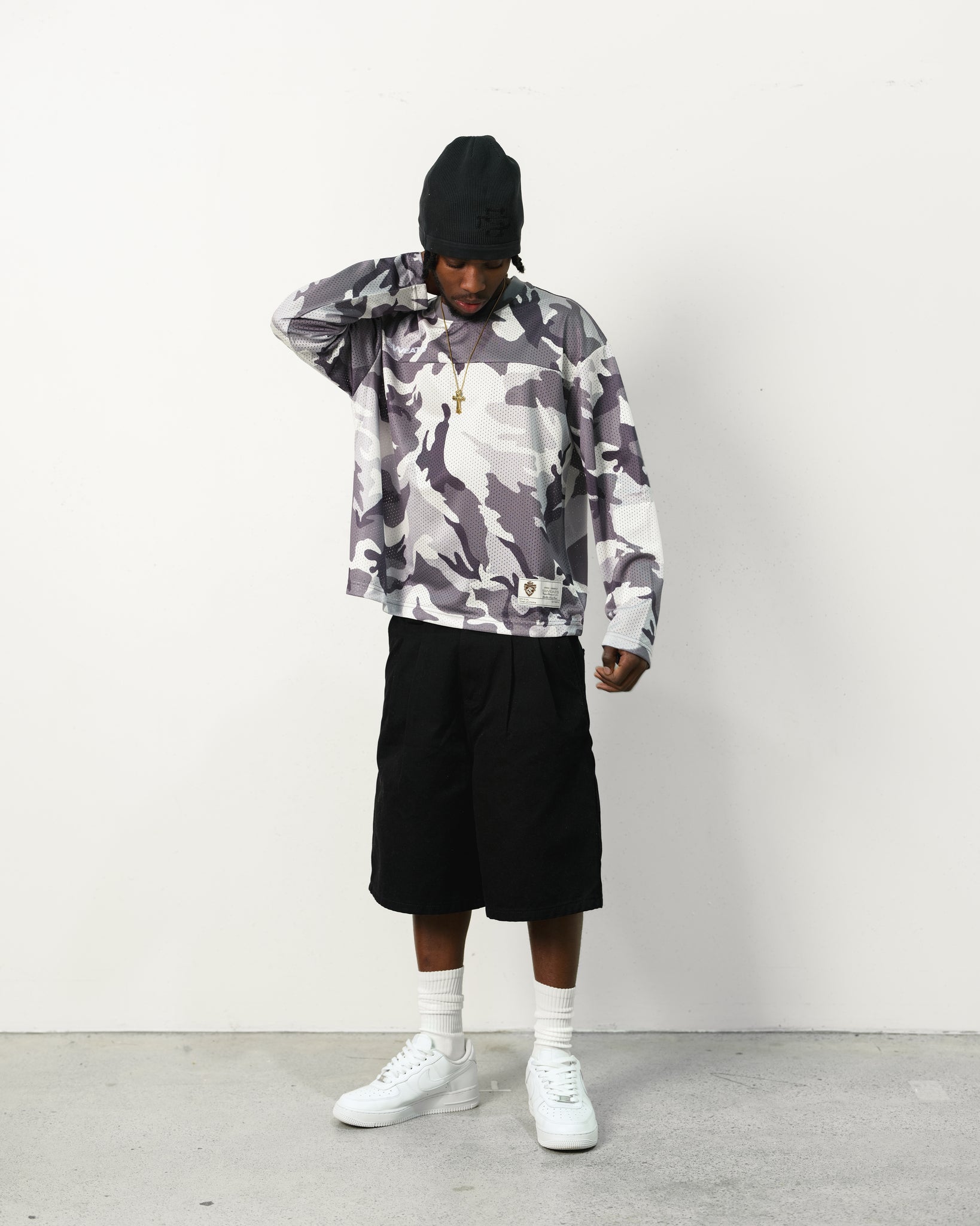 MESH LS T-SHIRT - SNOW CAMO
