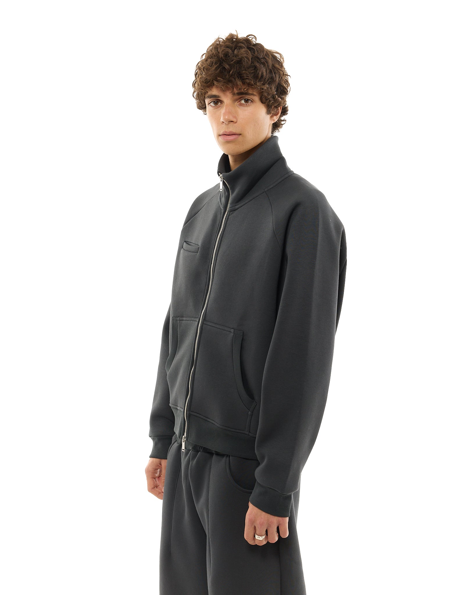 COZY TRACK JACKET - GRANITE