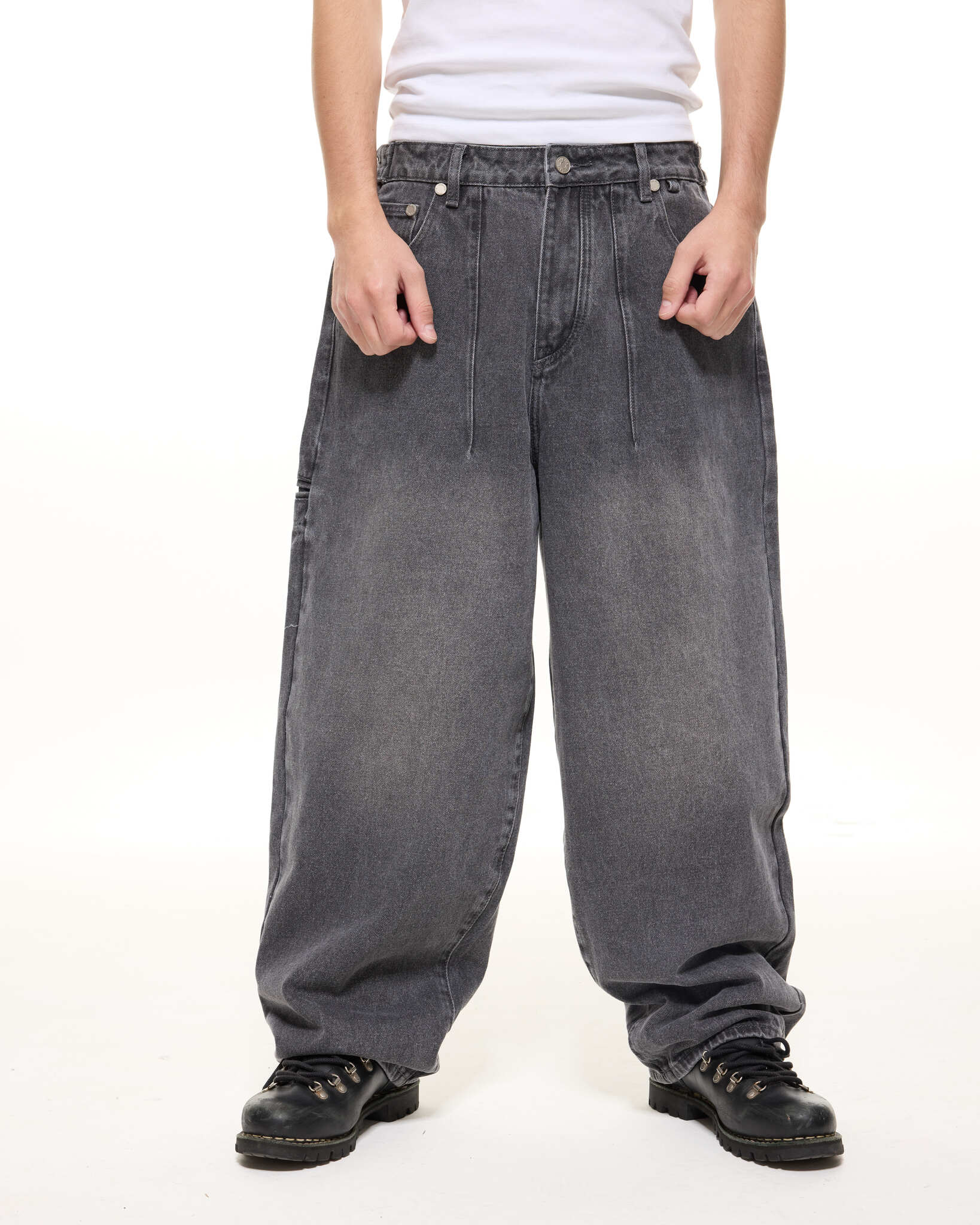 DENIM BAGGY JEANS - WASHED BLACK - SWEATS EU