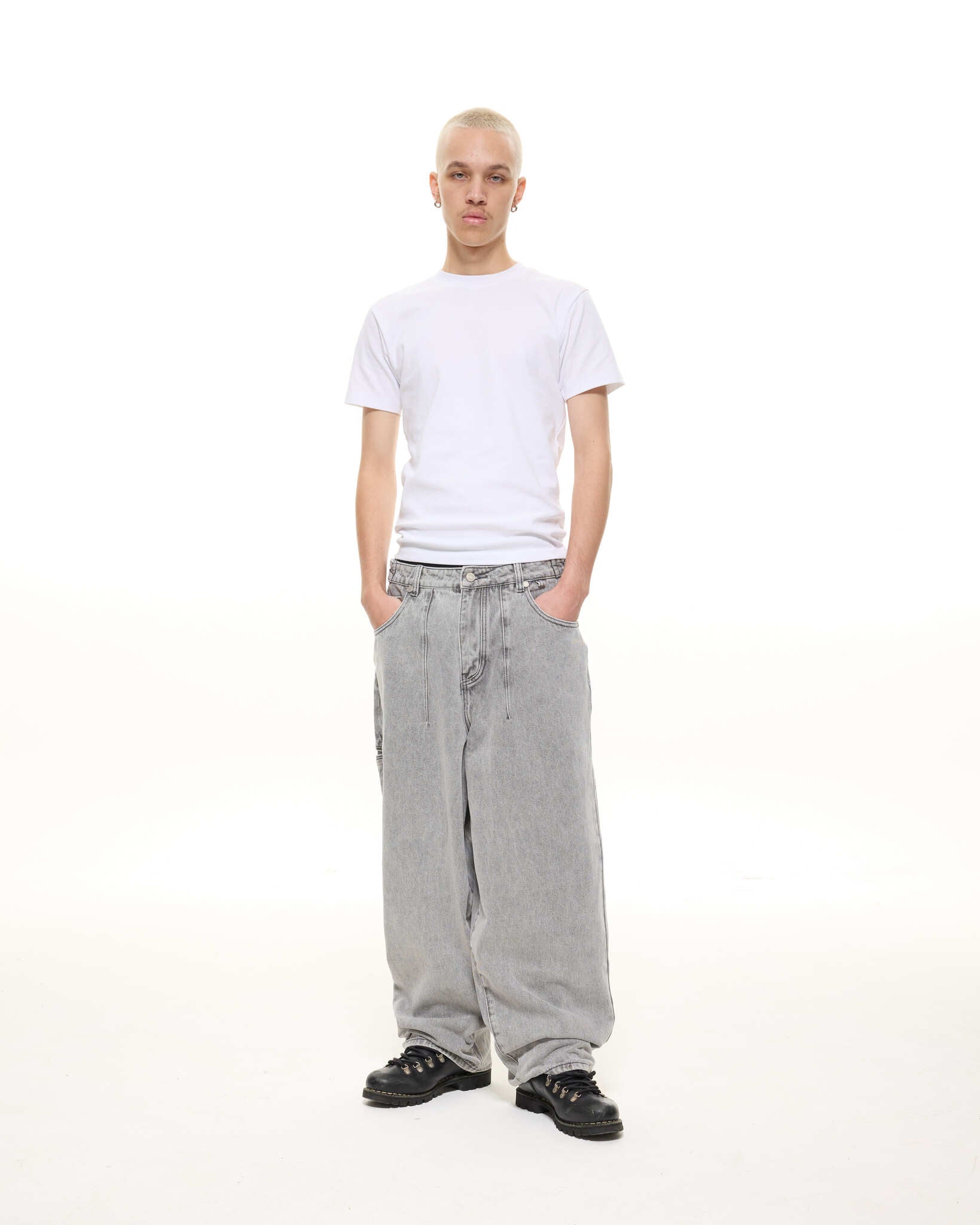 DENIM BAGGY JEANS - WASHED GREY - SWEATS EU