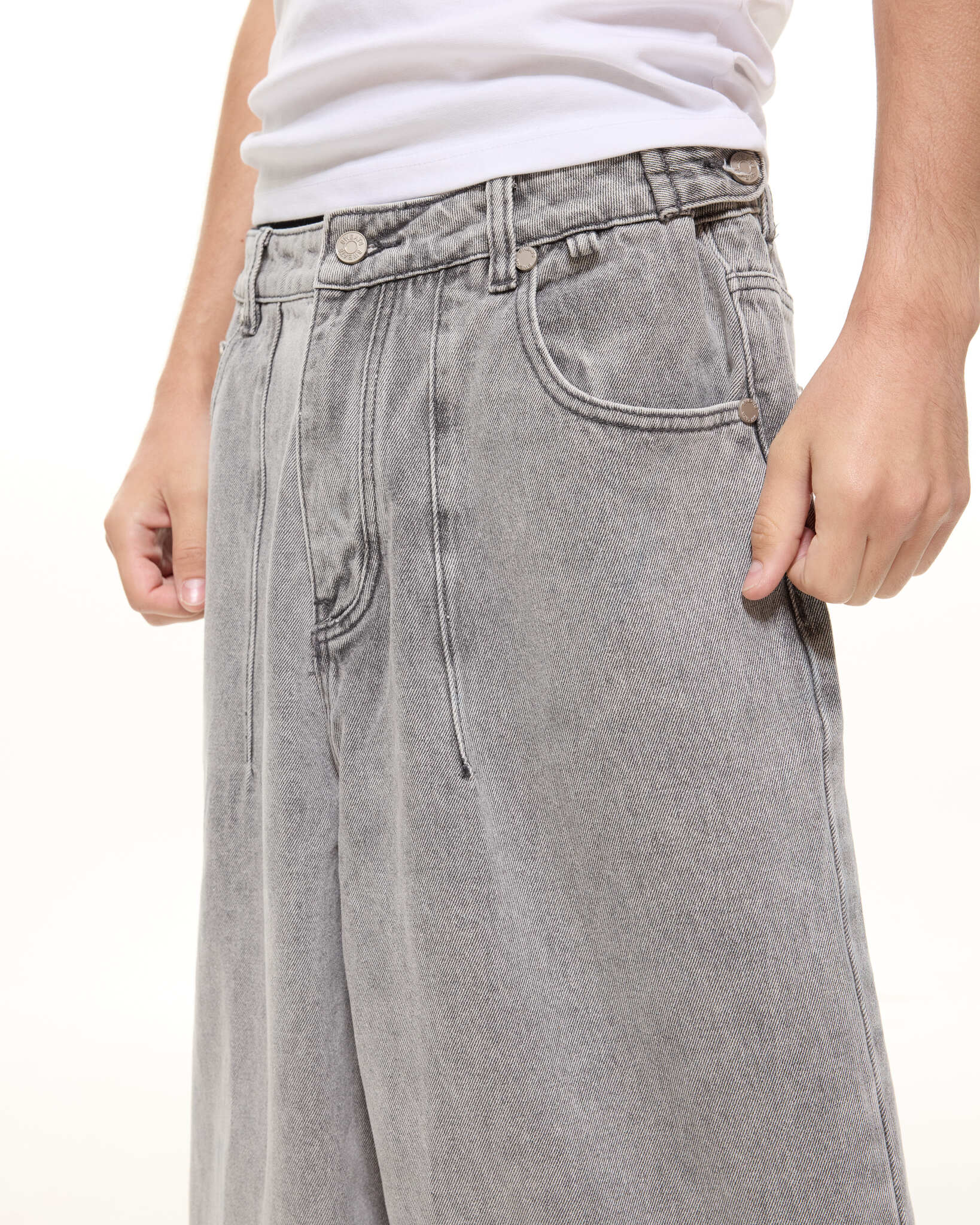 DENIM BAGGY JEANS - WASHED GREY - SWEATS EU