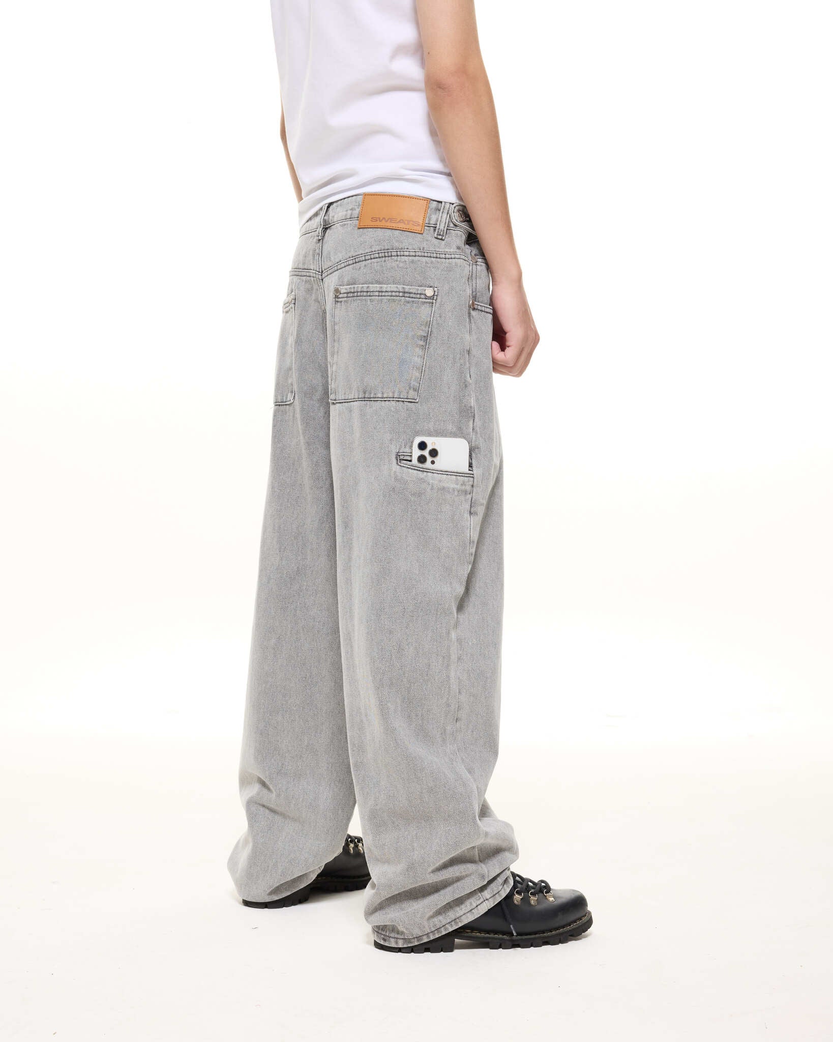DENIM BAGGY JEANS - WASHED GREY - SWEATS EU