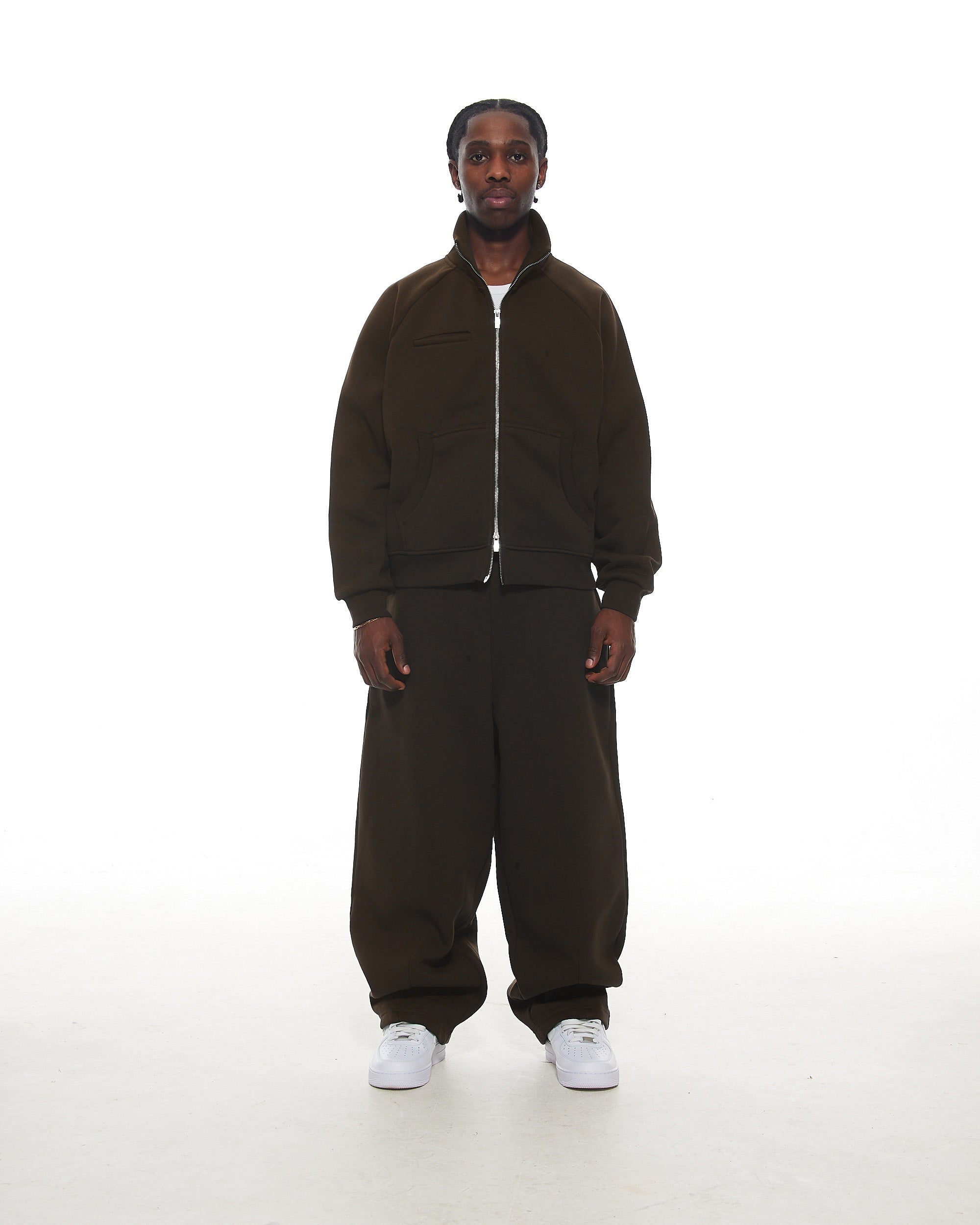 COZY TRACK JACKET - COFFEE