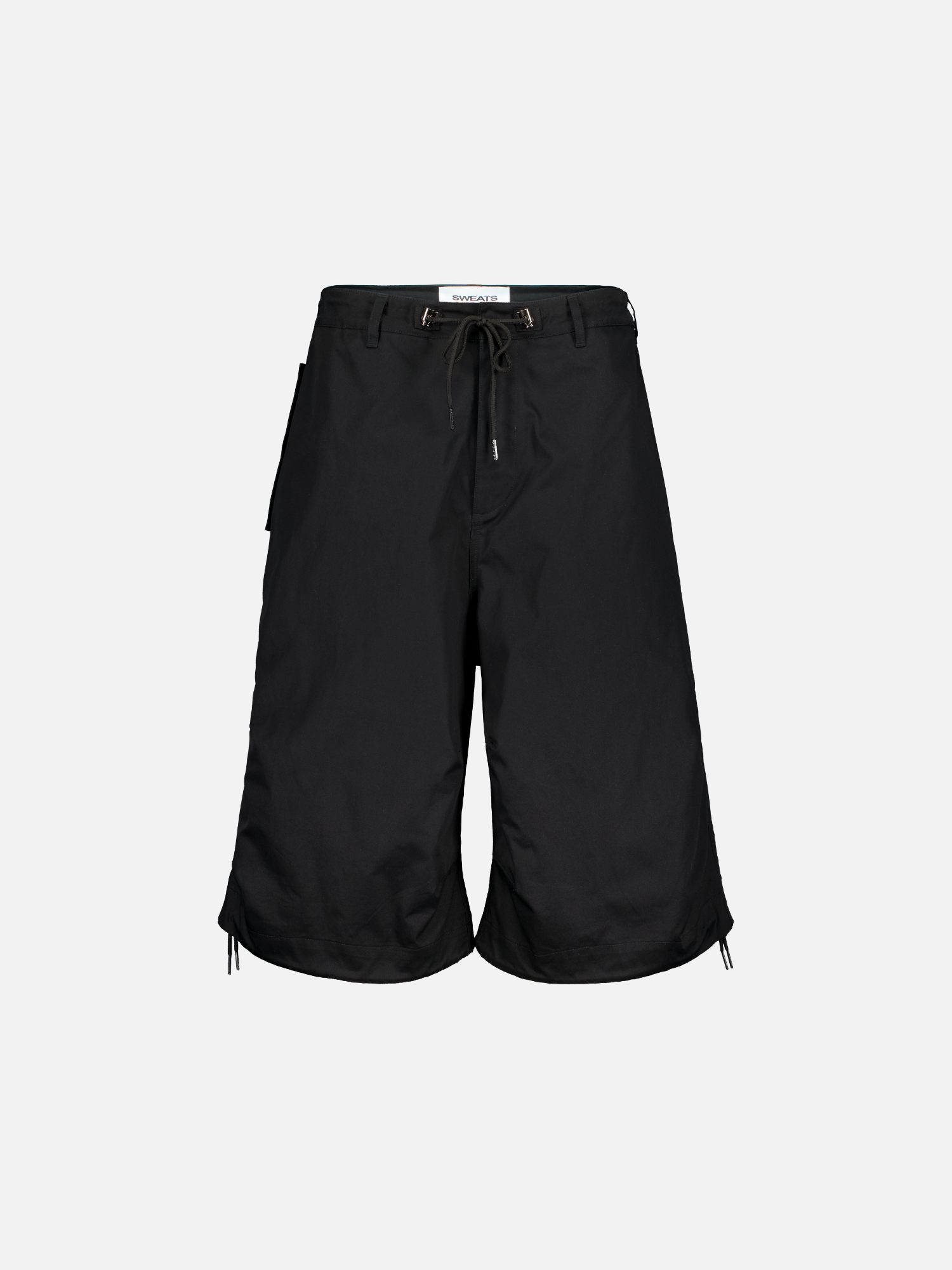 Black V3 Flight Shorts by SWEATS EU shown from the front, featuring a sleek athletic design and comfortable fit.