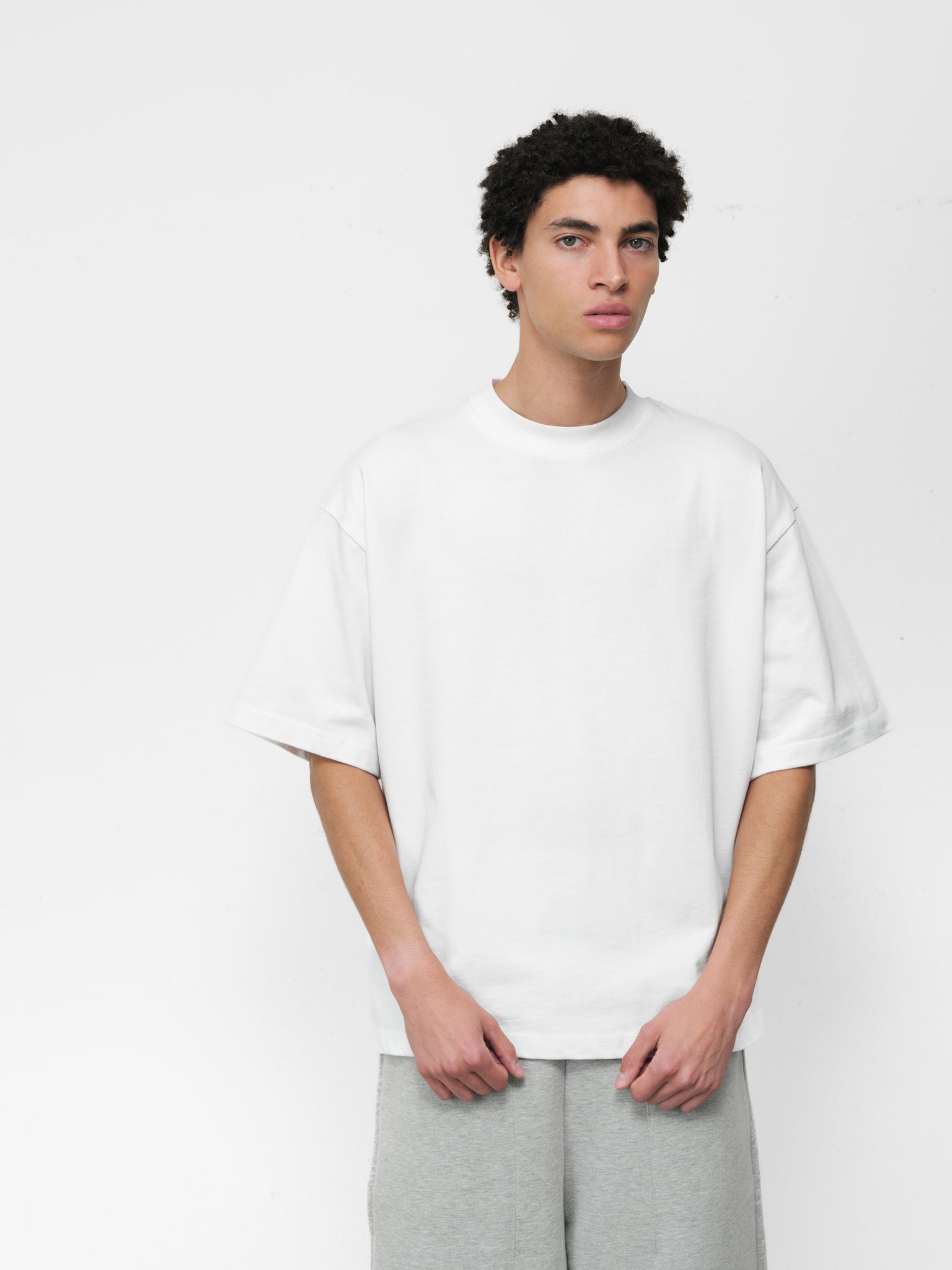 White Signature Blank T-shirt by Sweats EU, front view showing soft cotton fabric and classic crew neckline.
