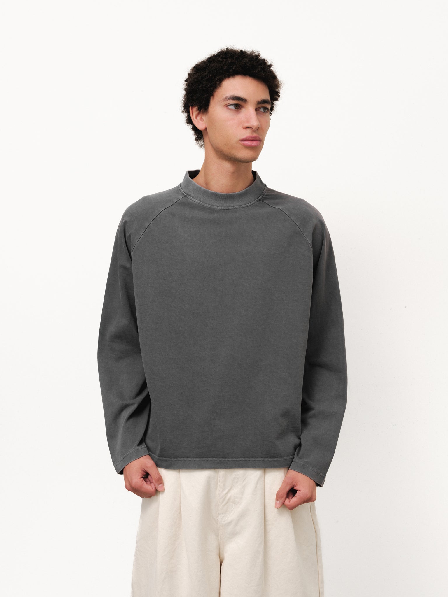 Washed grey long sleeve T-shirt by Sweats EU, shown flat with soft fabric texture and classic fit.