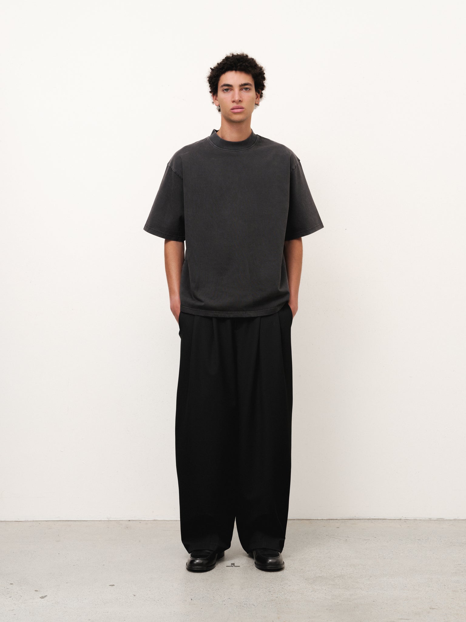 Sweats EU Signature Blank T-Shirt in washed black, front view showing soft fabric and classic fit.