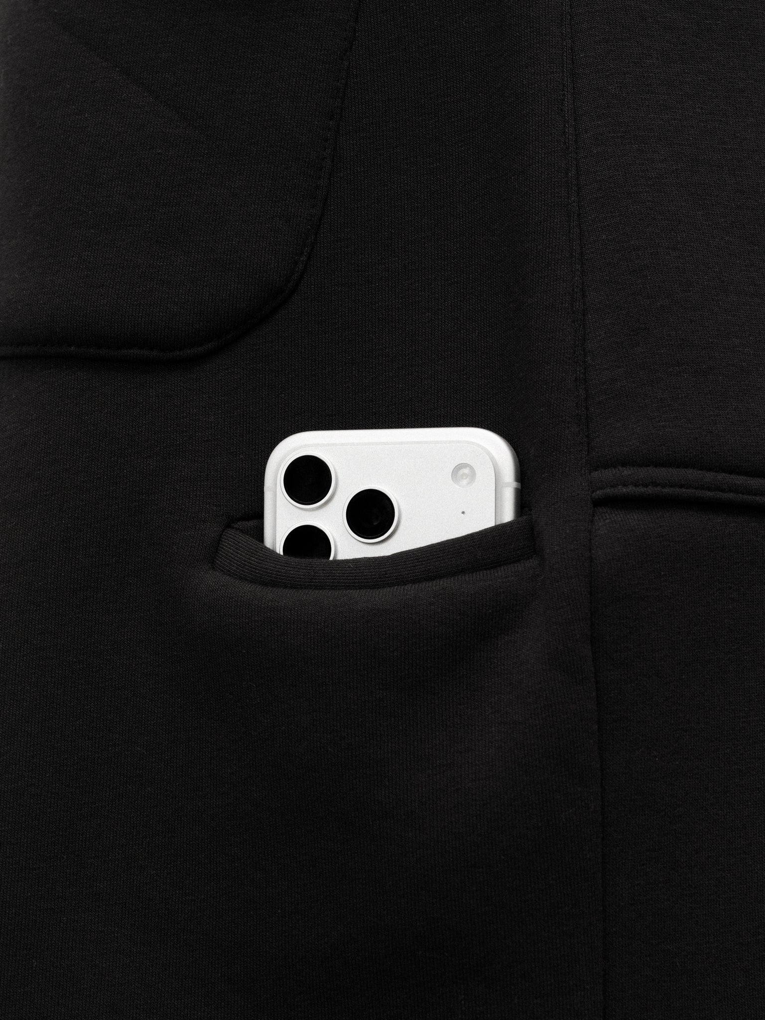 Black Cozy Straight Leg Sweats from Sweats EU, showing the relaxed fit and soft fabric texture in a close-up shot.