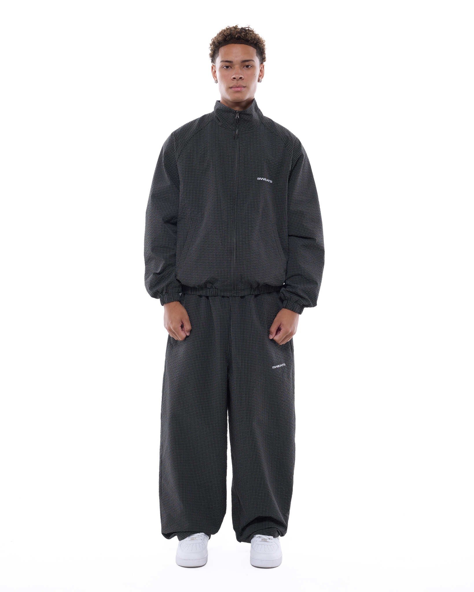 CHECKERED TRACK PANT - BLACK/WHITE - SWEATS EU