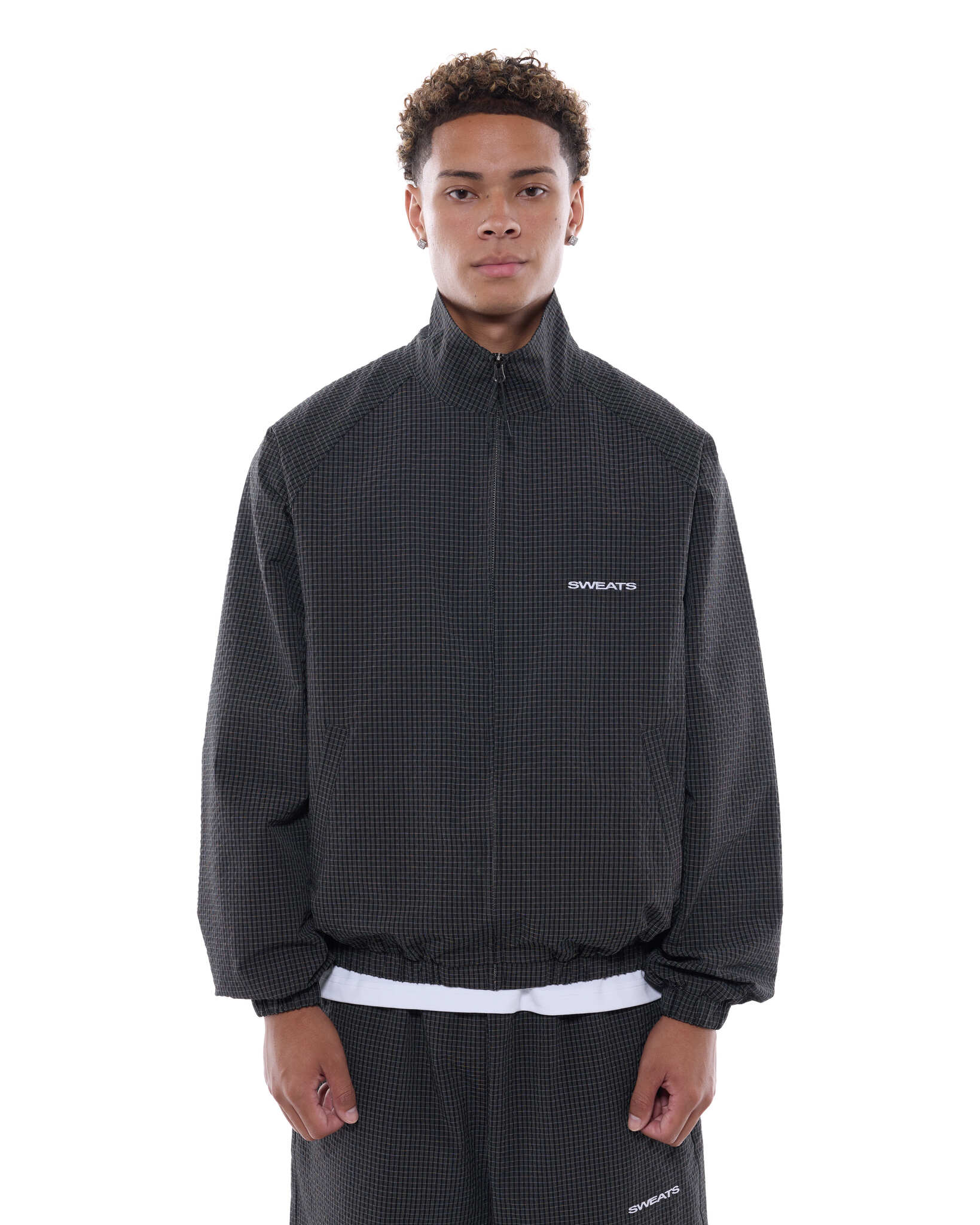 CHECKERED TRACK JACKET - BLACK/WHITE - SWEATS EU