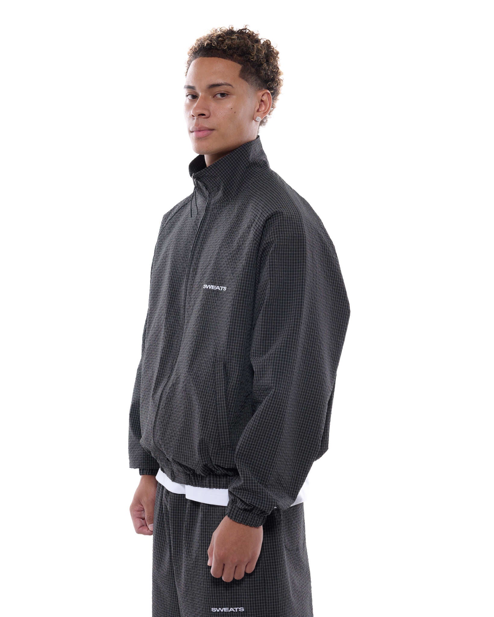 CHECKERED TRACK JACKET - BLACK/WHITE - SWEATS EU