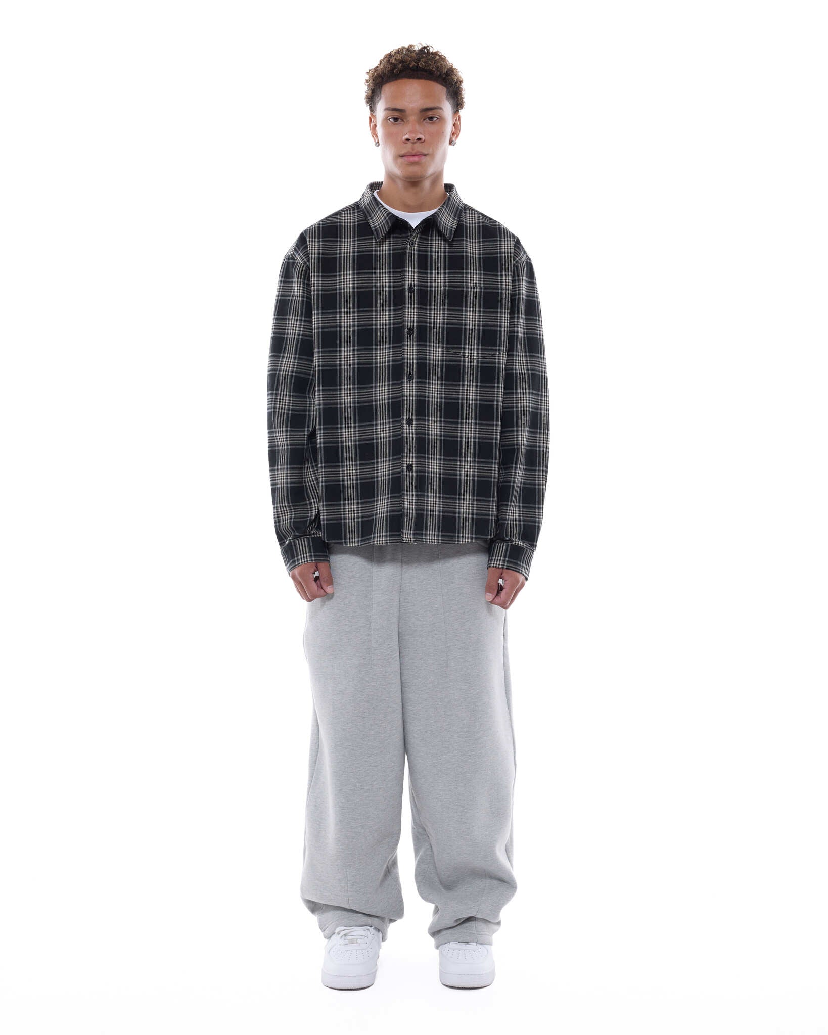 FLANNEL LS SHIRT - BLACK - SWEATS EU