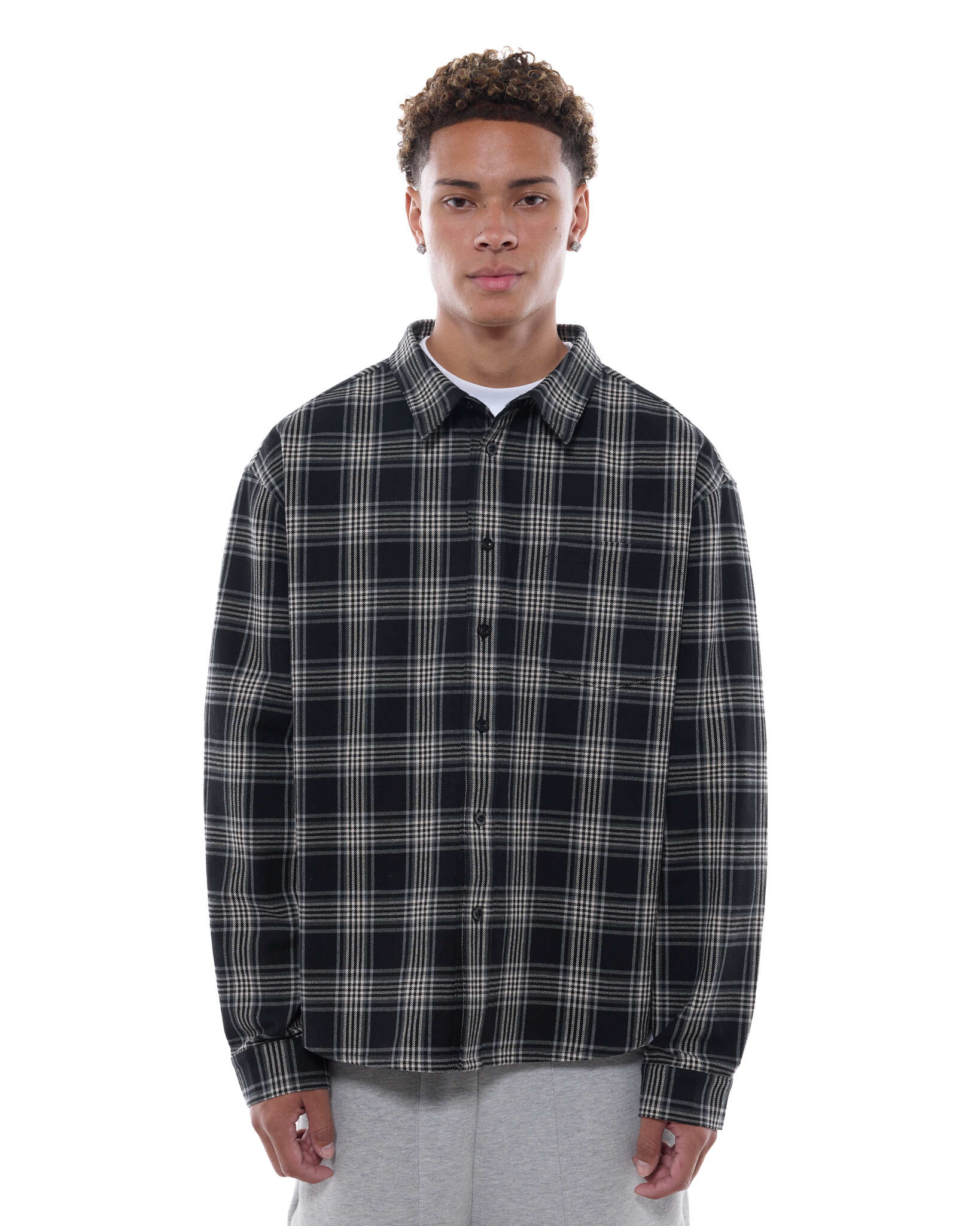 FLANNEL LS SHIRT - BLACK - SWEATS EU