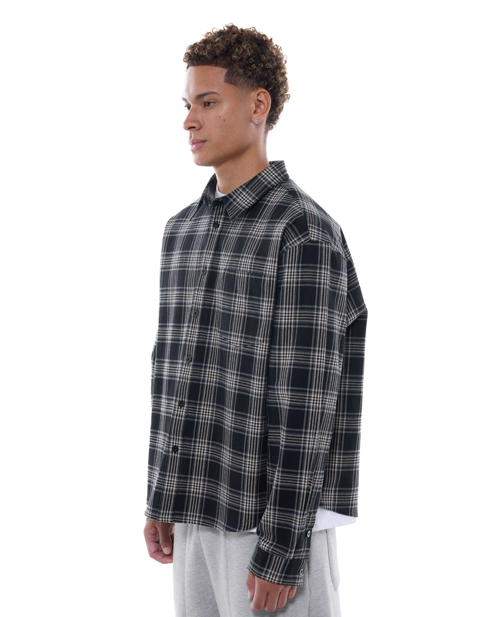 FLANNEL LS SHIRT - BLACK - SWEATS EU