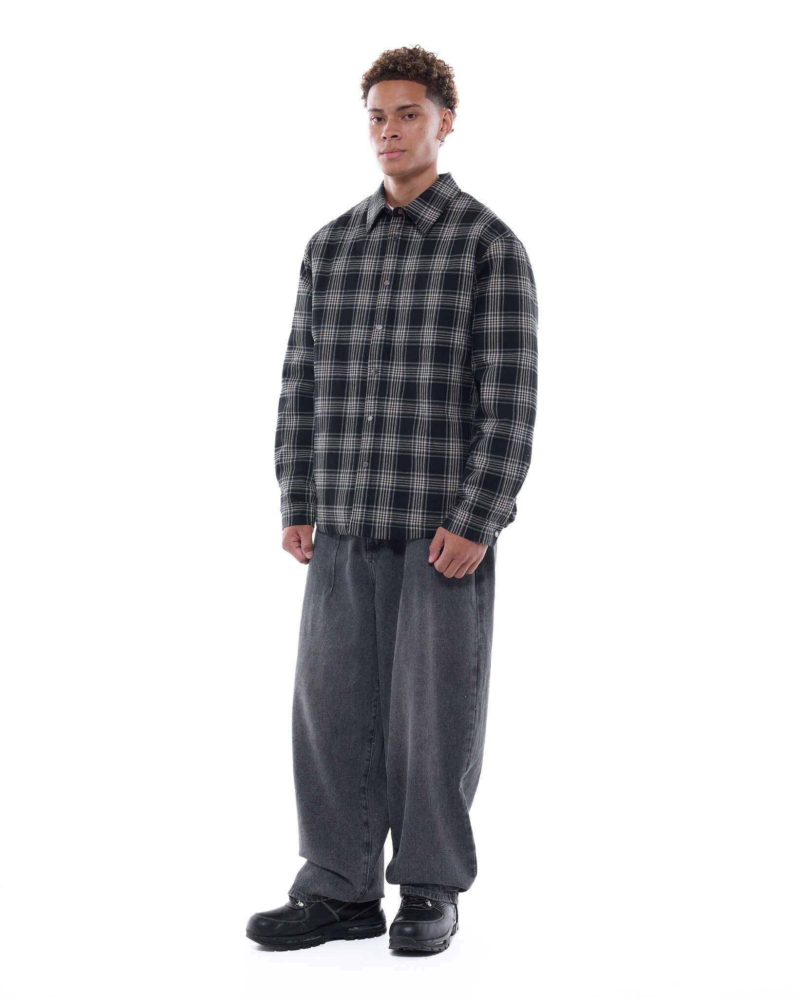 FLANNEL JACKET - BLACK - SWEATS EU