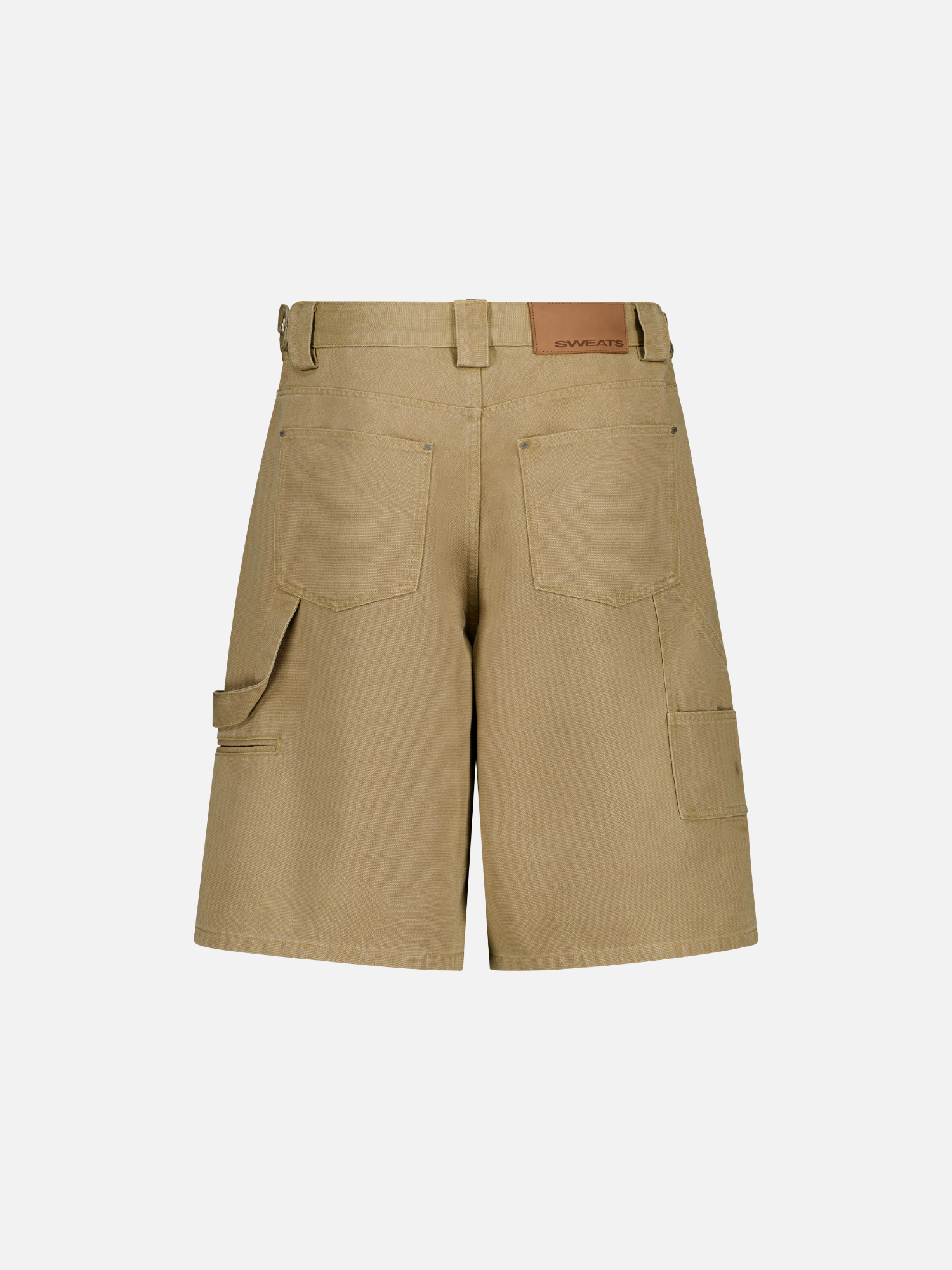 Back view of SWEATS EU double knee shorts in sand color, showcasing their sturdy double knee design and casual fit.