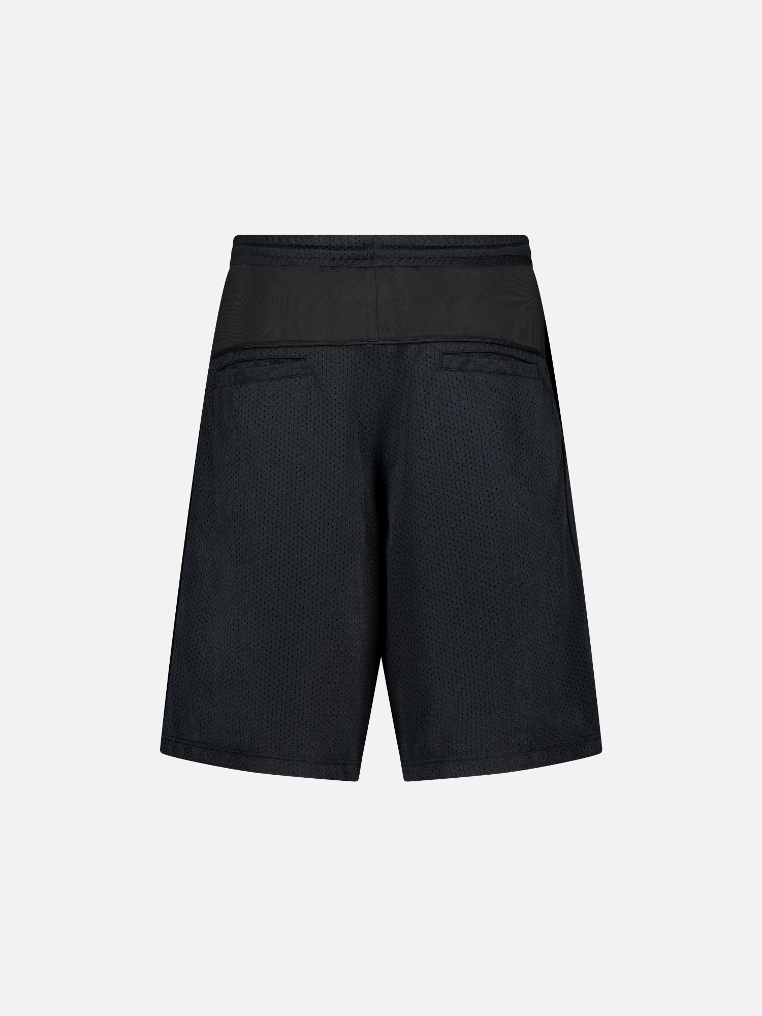 Black mesh shorts from SWEATS EU featuring a comfortable back design and breathable fabric for active wear.