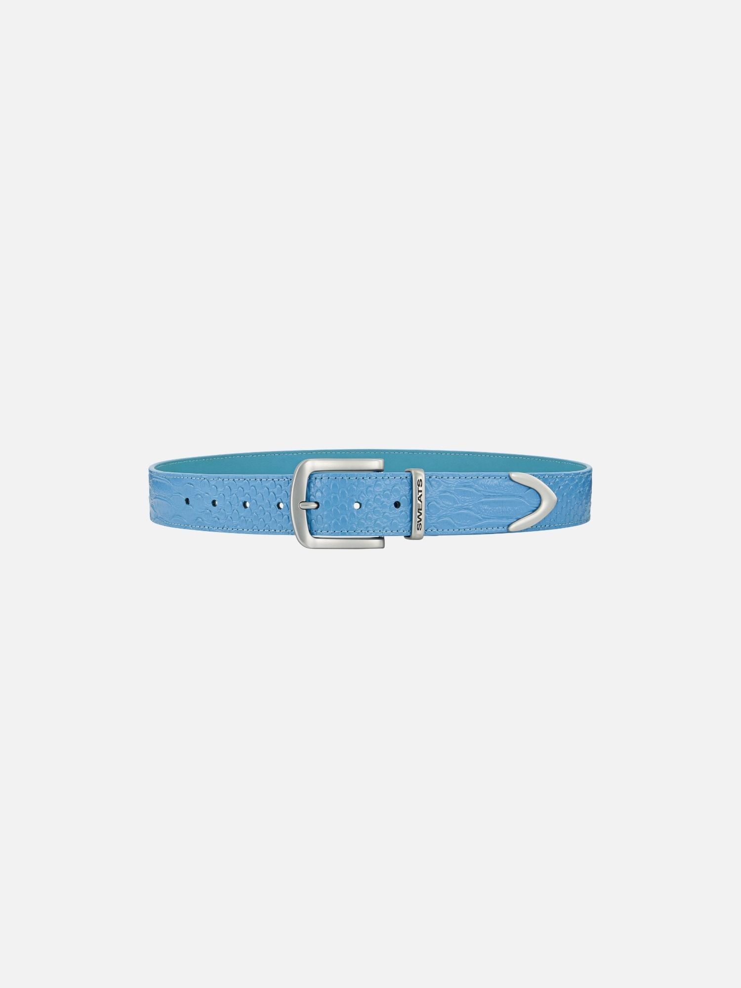 SNAKE SKIN LEATHER BELT - BLUE - SWEATS EU