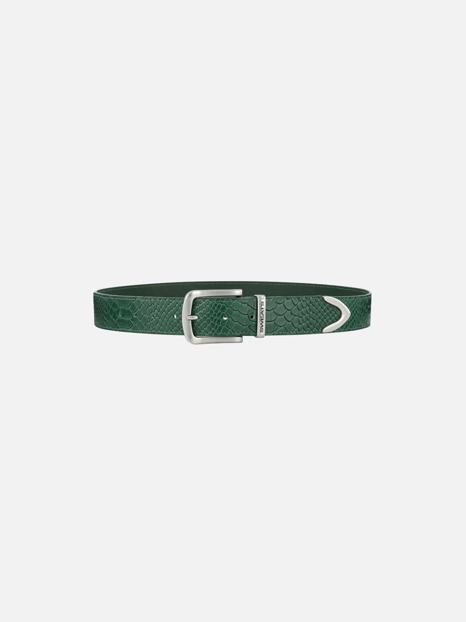 SNAKE SKIN LEATHER BELT - GREEN - SWEATS EU