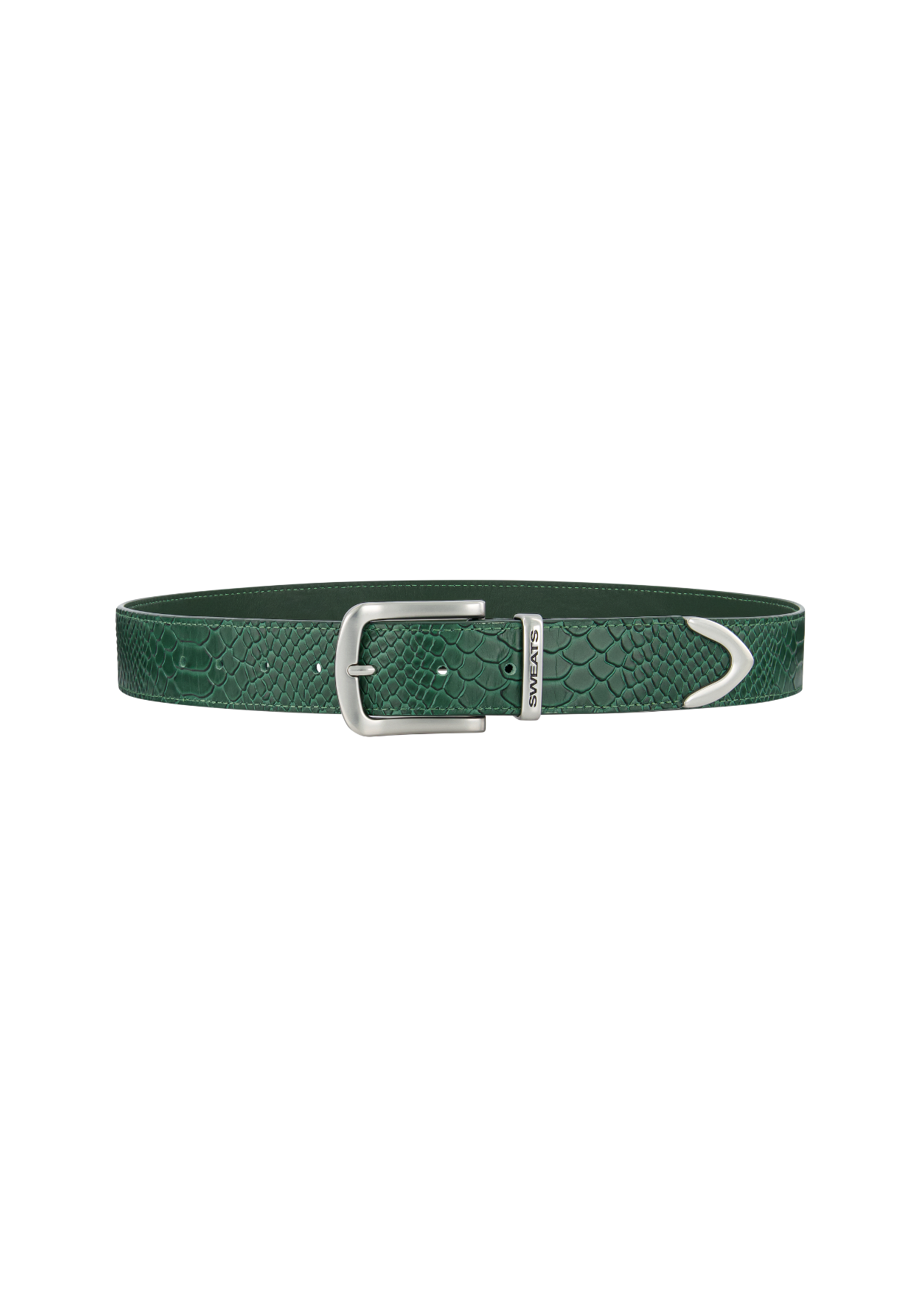 SNAKE SKIN LEATHER BELT - GREEN