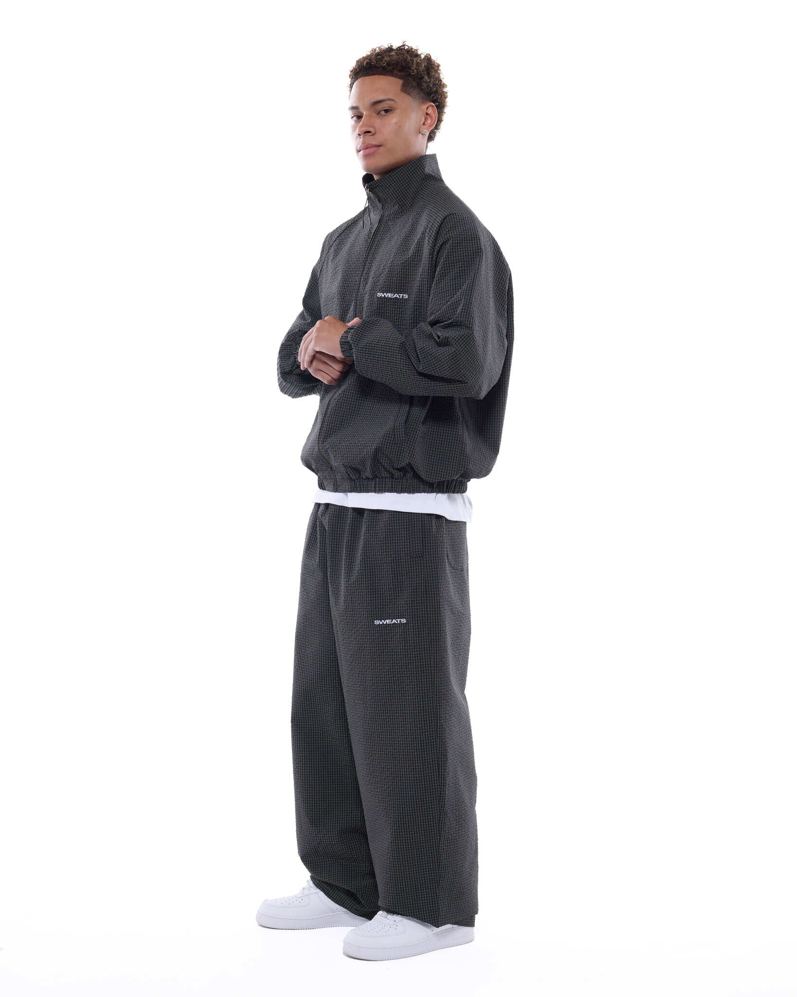 CHECKERED TRACK PANT - BLACK/WHITE - SWEATS EU