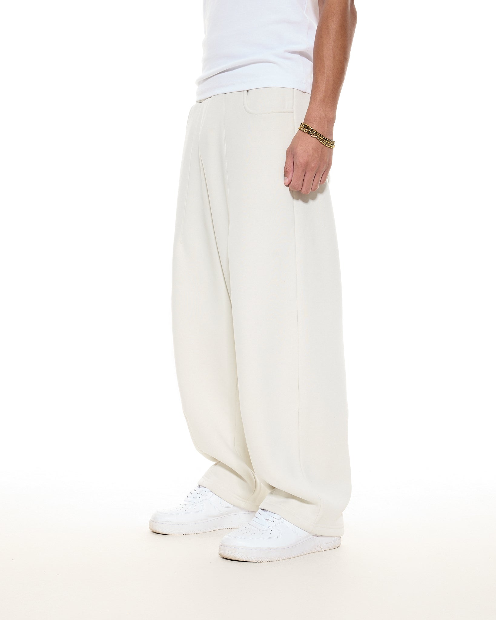 COZY STRAIGHT LEG SWEATS - CHALK