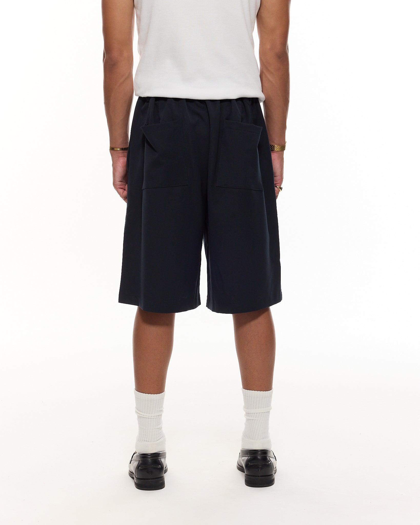 PLEATED SHORT - NAVY