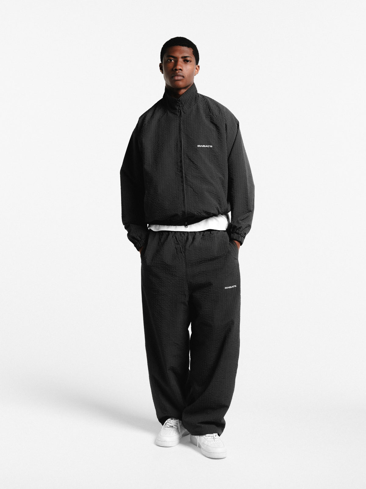 CHECKERED TRACK JACKET - BLACK/WHITE