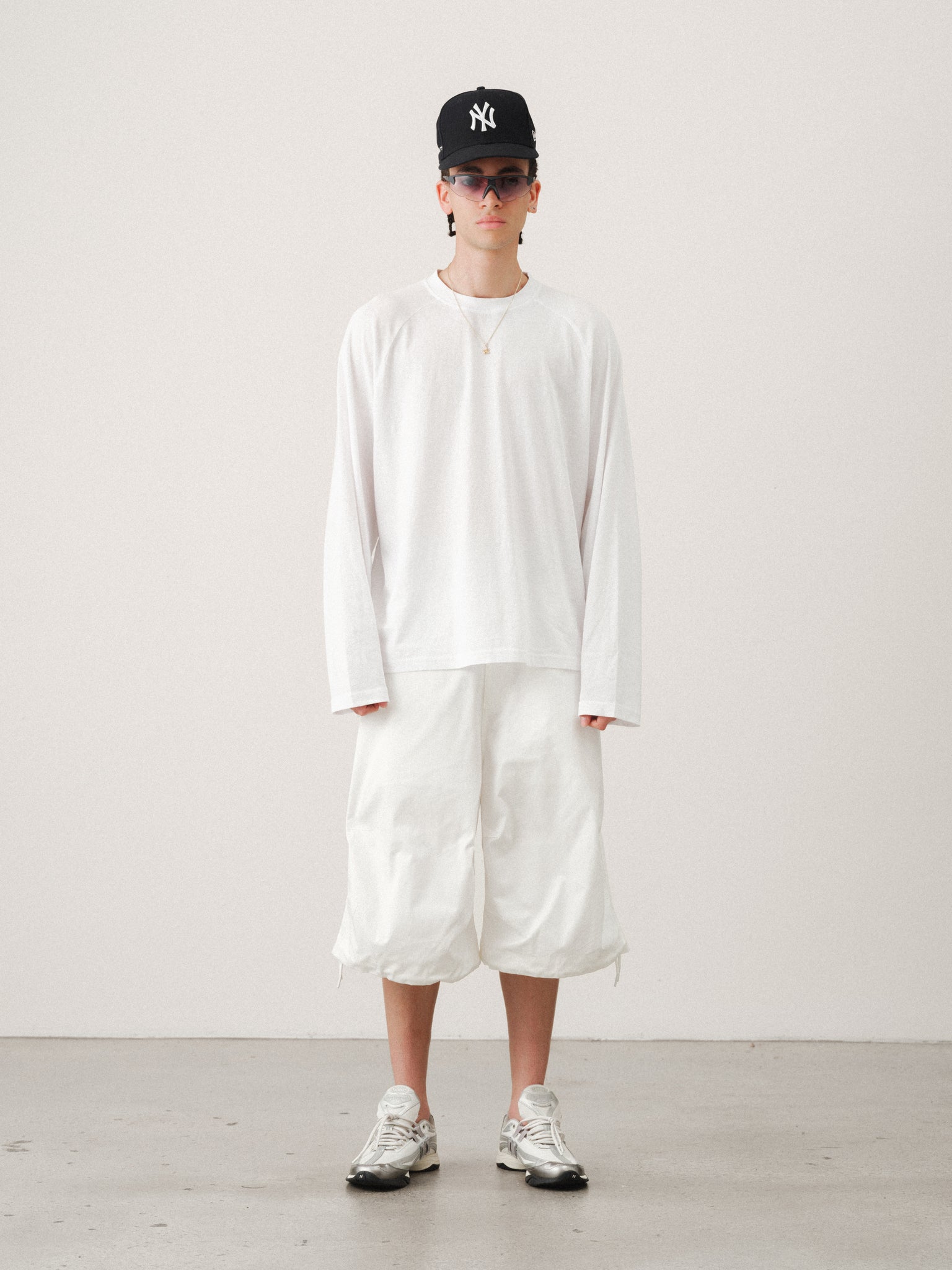 White V3 Flight Shorts by SWEATS EU, showcasing lightweight fabric and relaxed fit ideal for summer casual wear.