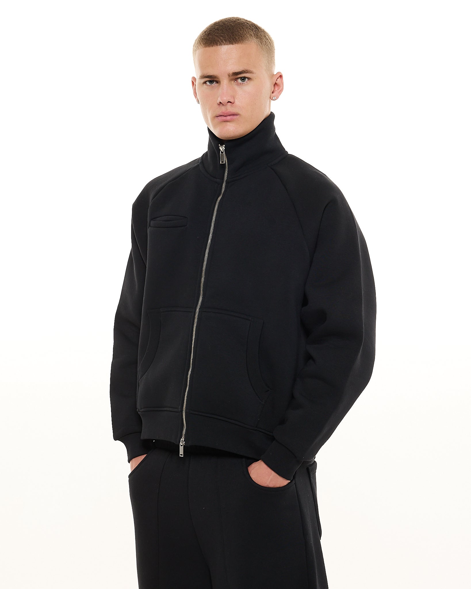 Black Cozy Track Jacket | Sweats Collective