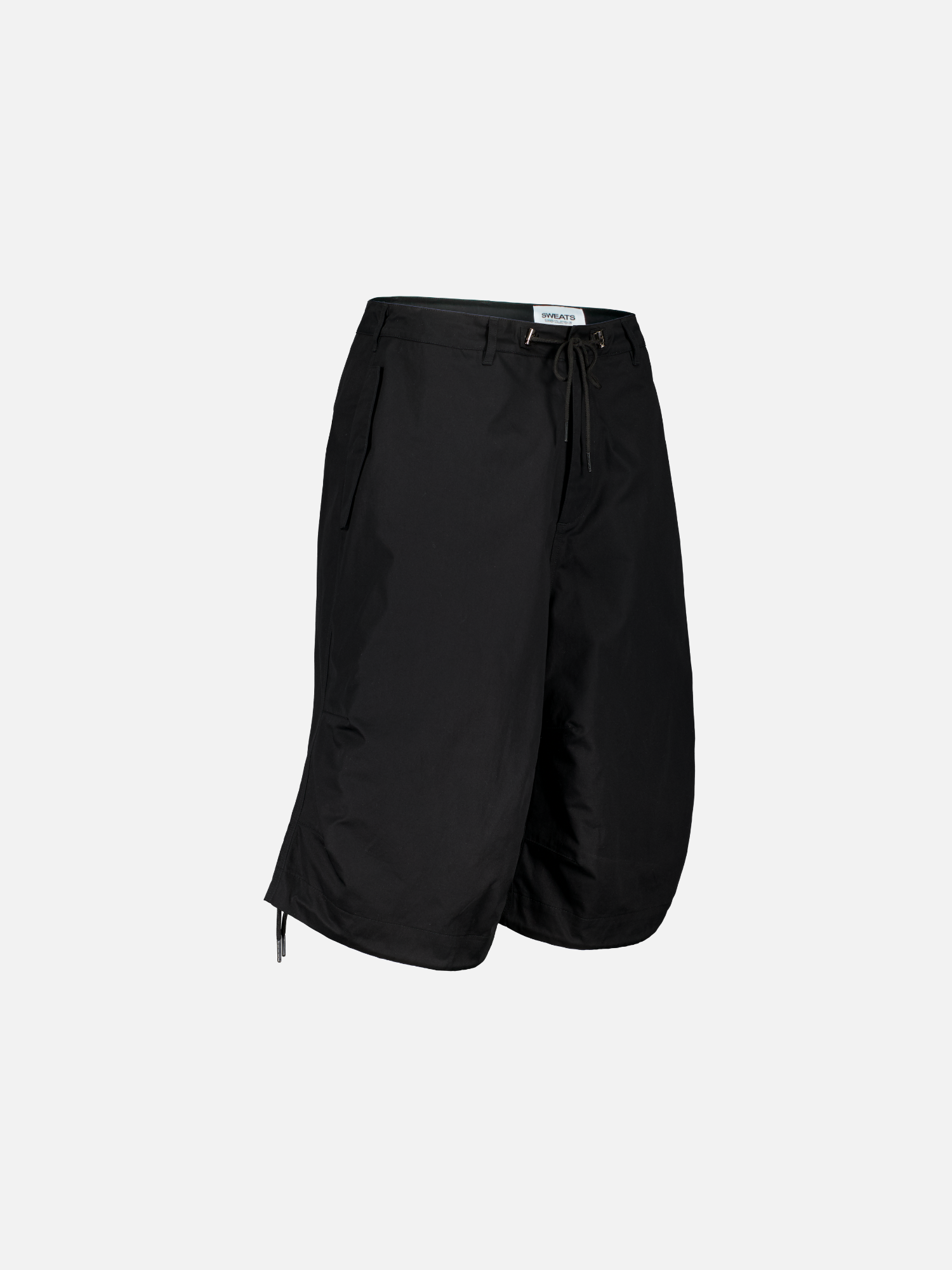 SWEATS EU V3 Flight Shorts in black, shown from the side, featuring a sleek athletic design and lightweight fabric.